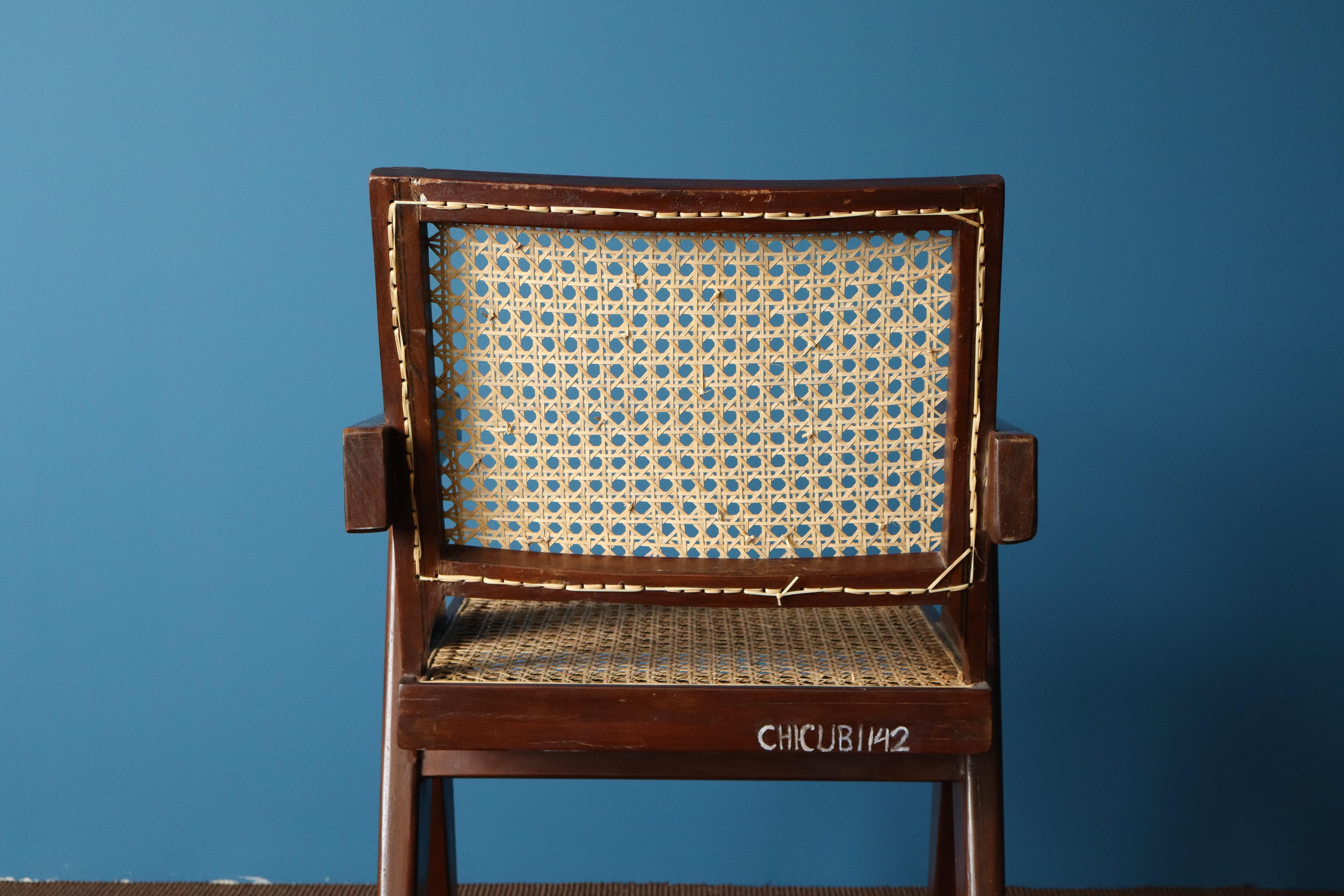 Pair of Pierre Jeanneret Office Chairs with Serial Codes, Chandigarh, 1950s For Sale 6