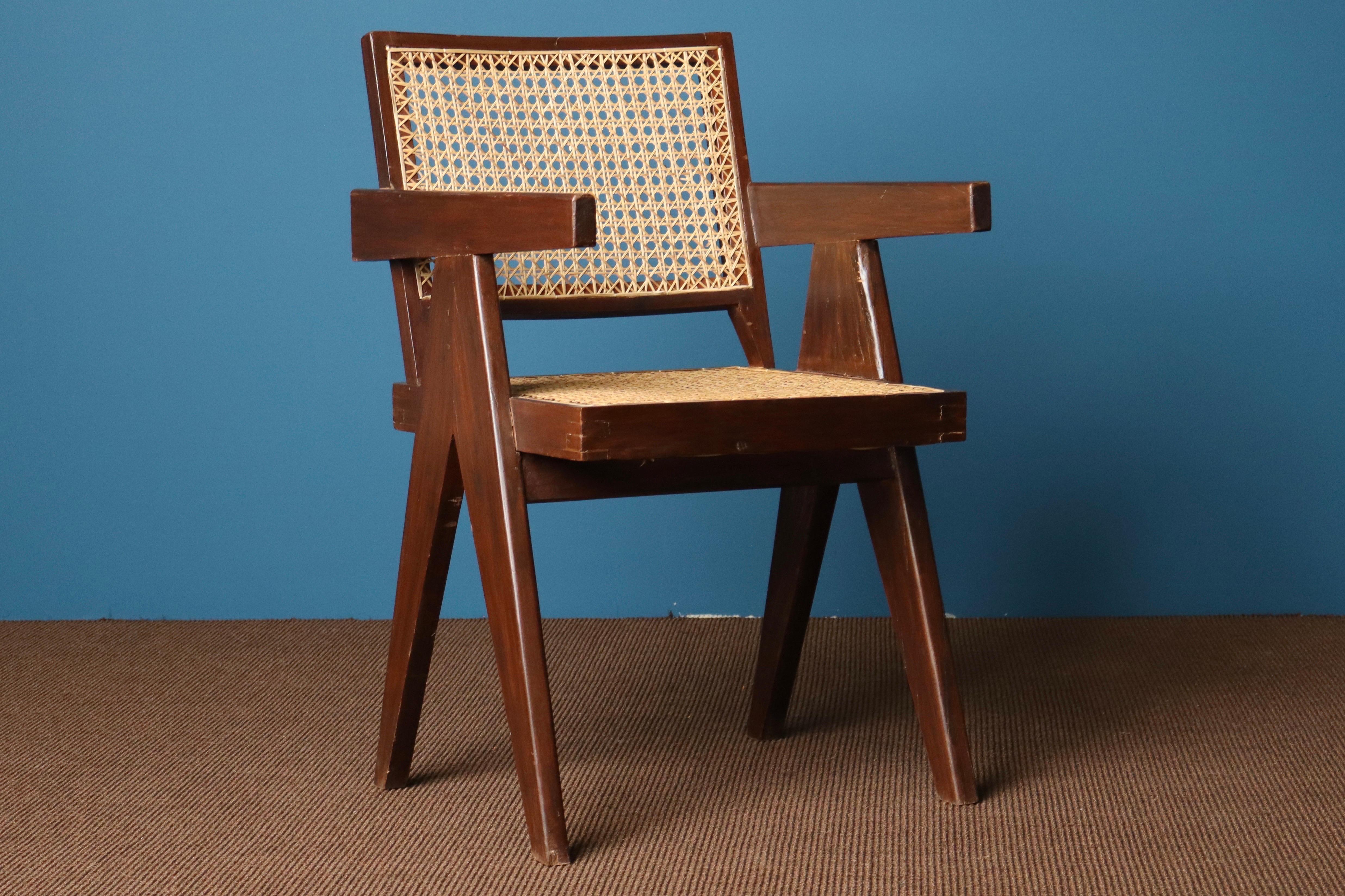 Pair of Pierre Jeanneret Office Chairs with Serial Codes, Chandigarh, 1950s For Sale 7