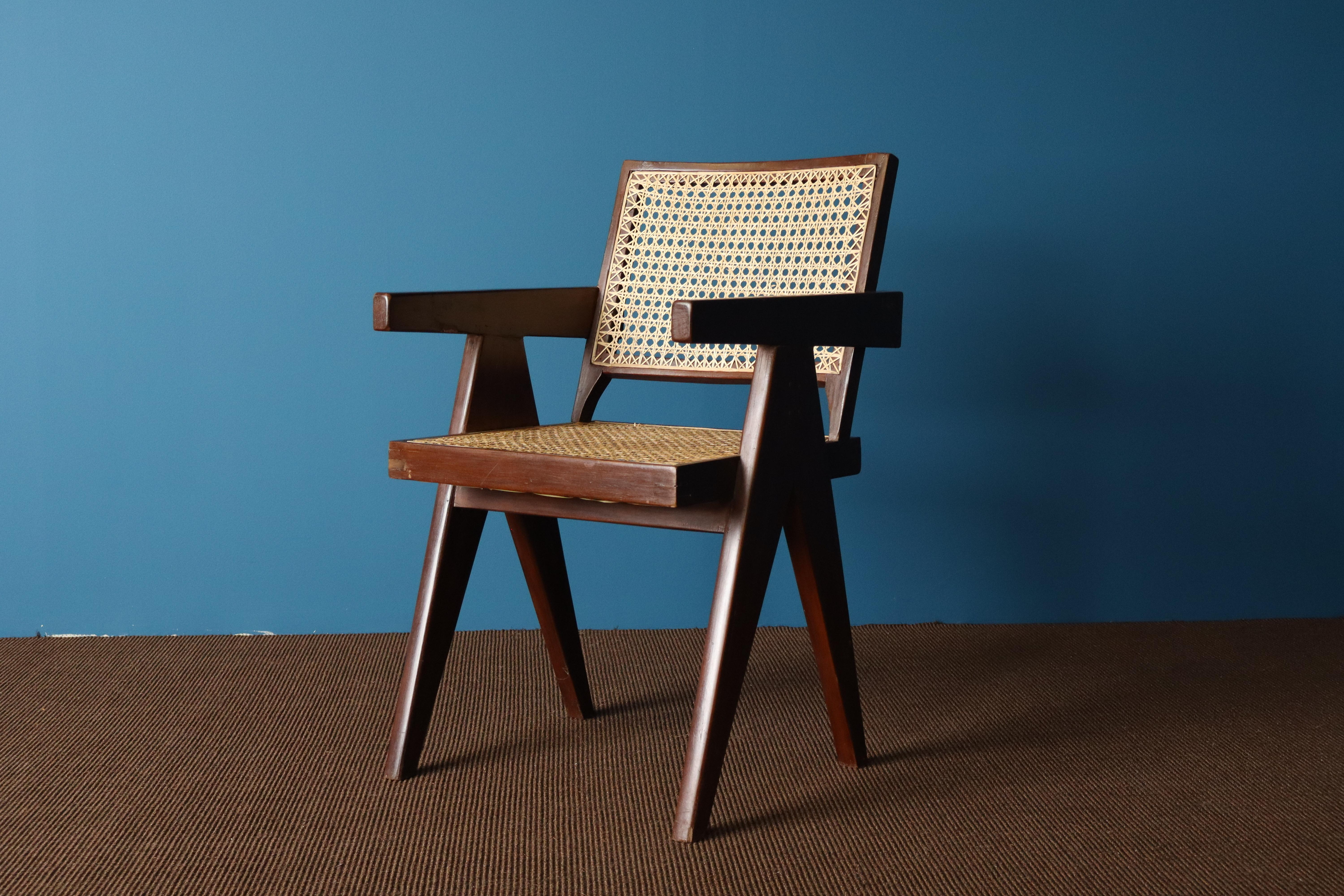 Pair of Pierre Jeanneret Office Chairs with Serial Codes, Chandigarh, 1950s For Sale 8