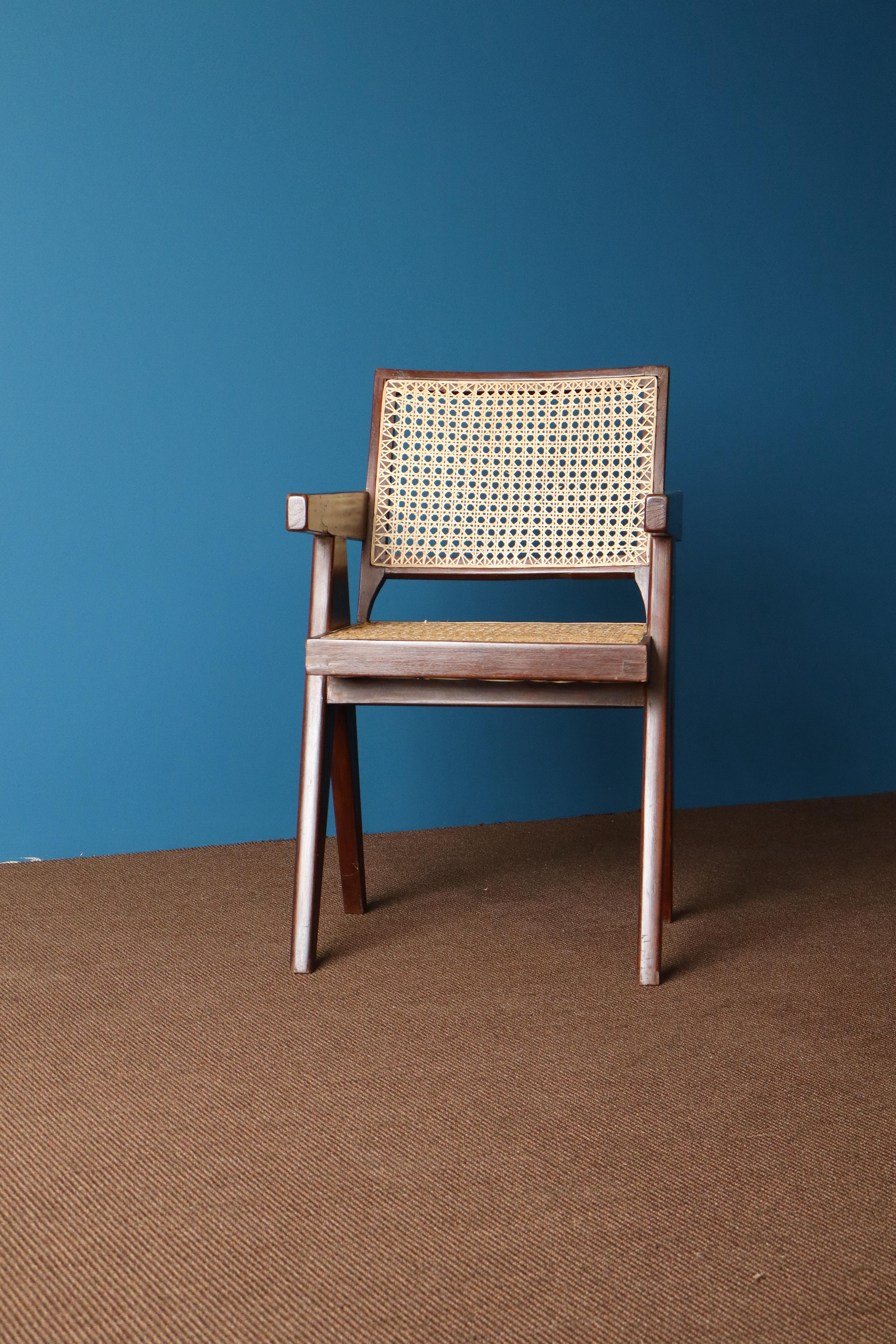 Mid-20th Century Pair of Pierre Jeanneret Office Chairs with Serial Codes, Chandigarh, 1950s For Sale
