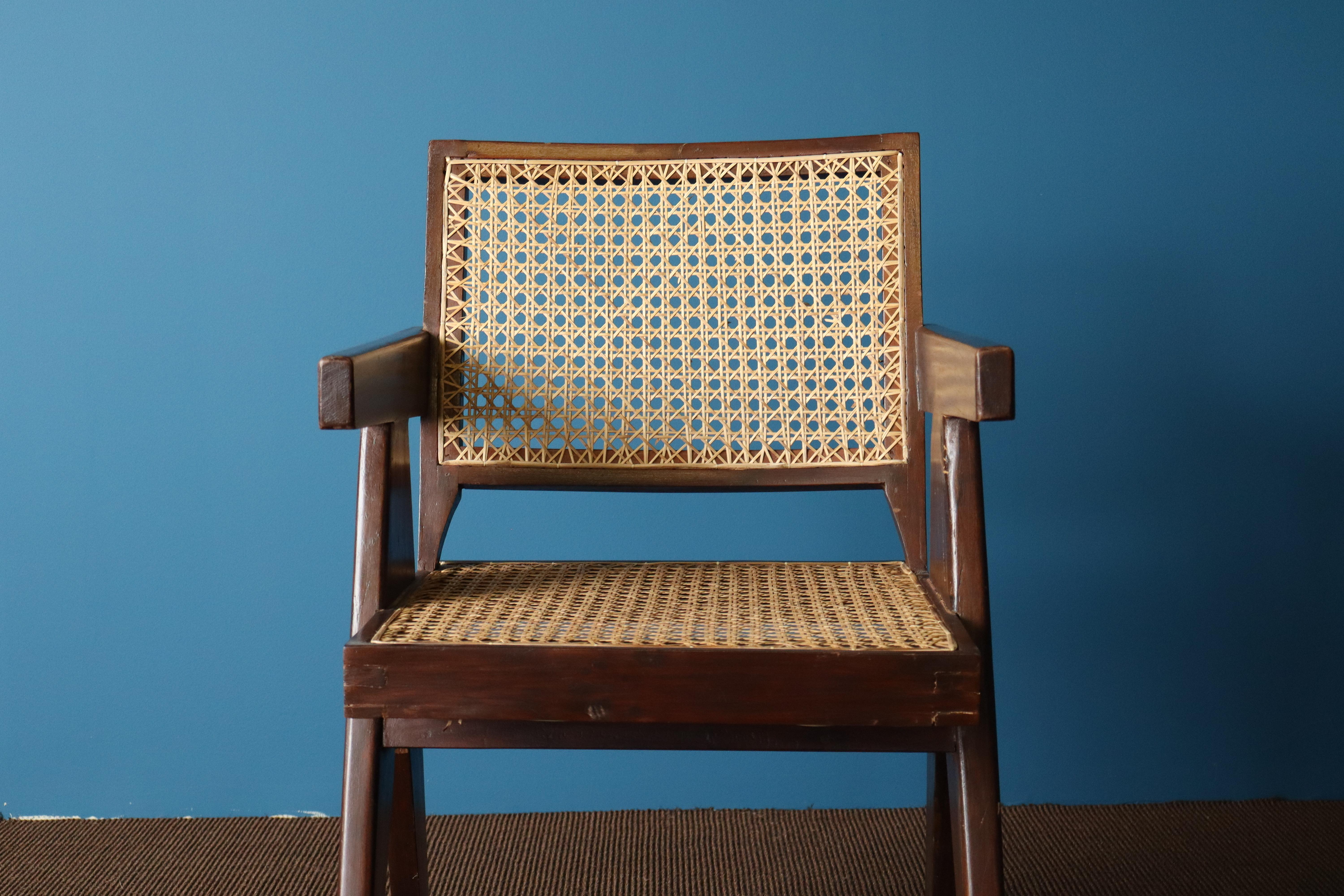 Pair of Pierre Jeanneret Office Chairs with Serial Codes, Chandigarh, 1950s For Sale 1