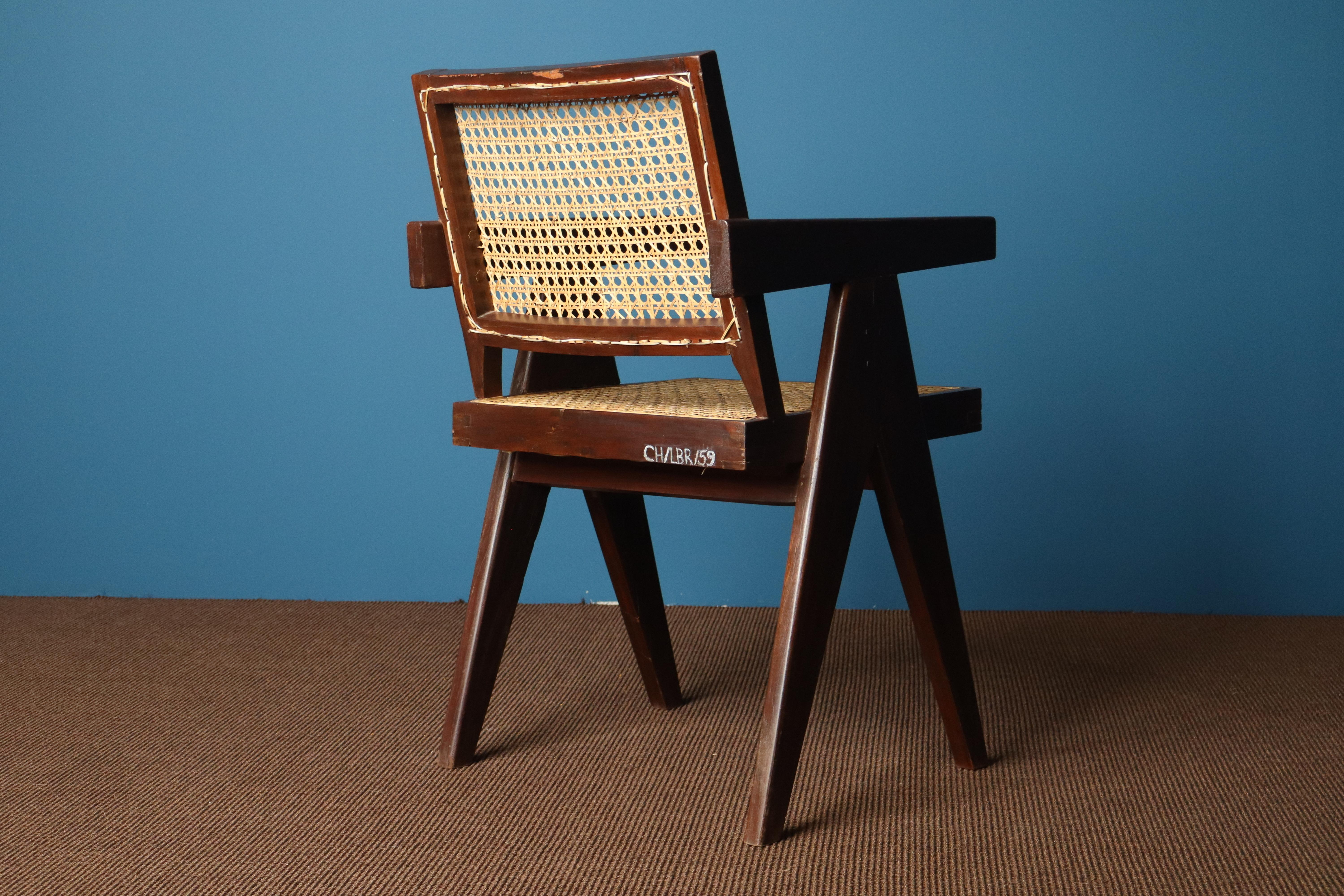 Pair of Pierre Jeanneret Office Chairs with Serial Codes, Chandigarh, 1950s For Sale 2