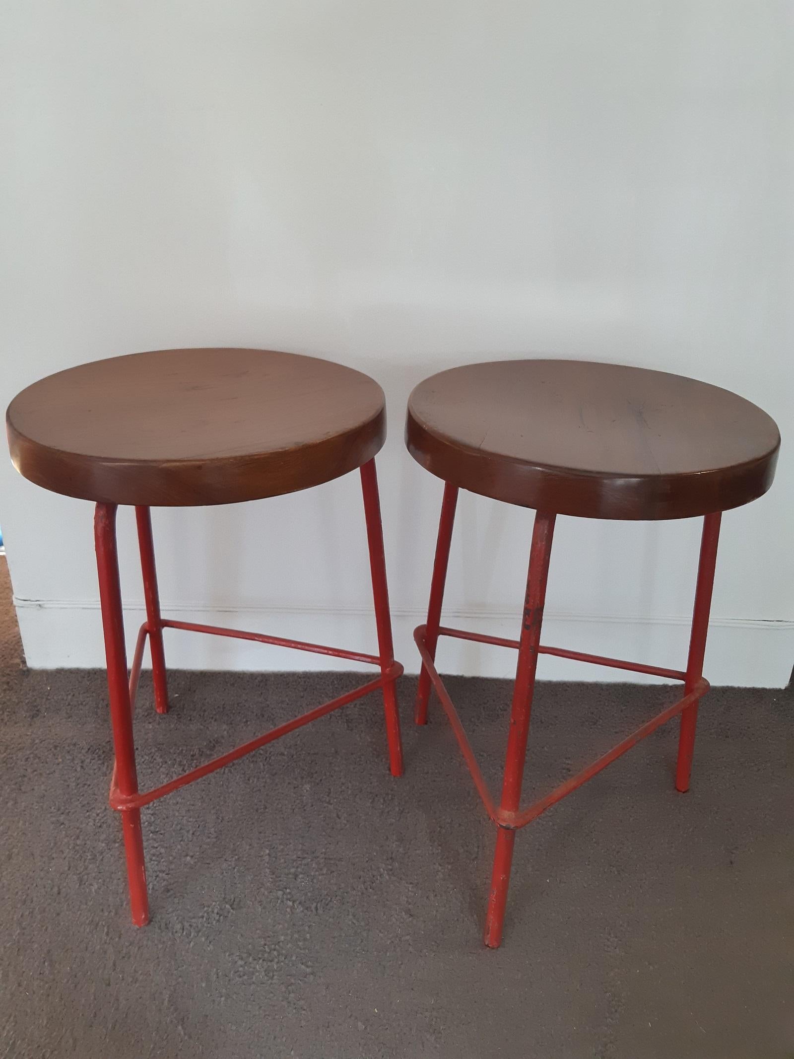 Indian Pair of Pierre Jeanneret Stools, 1960s, Chandigarh