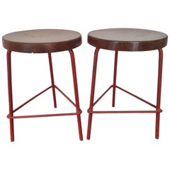 Pair of Pierre Jeanneret Stools, 1960s, Chandigarh