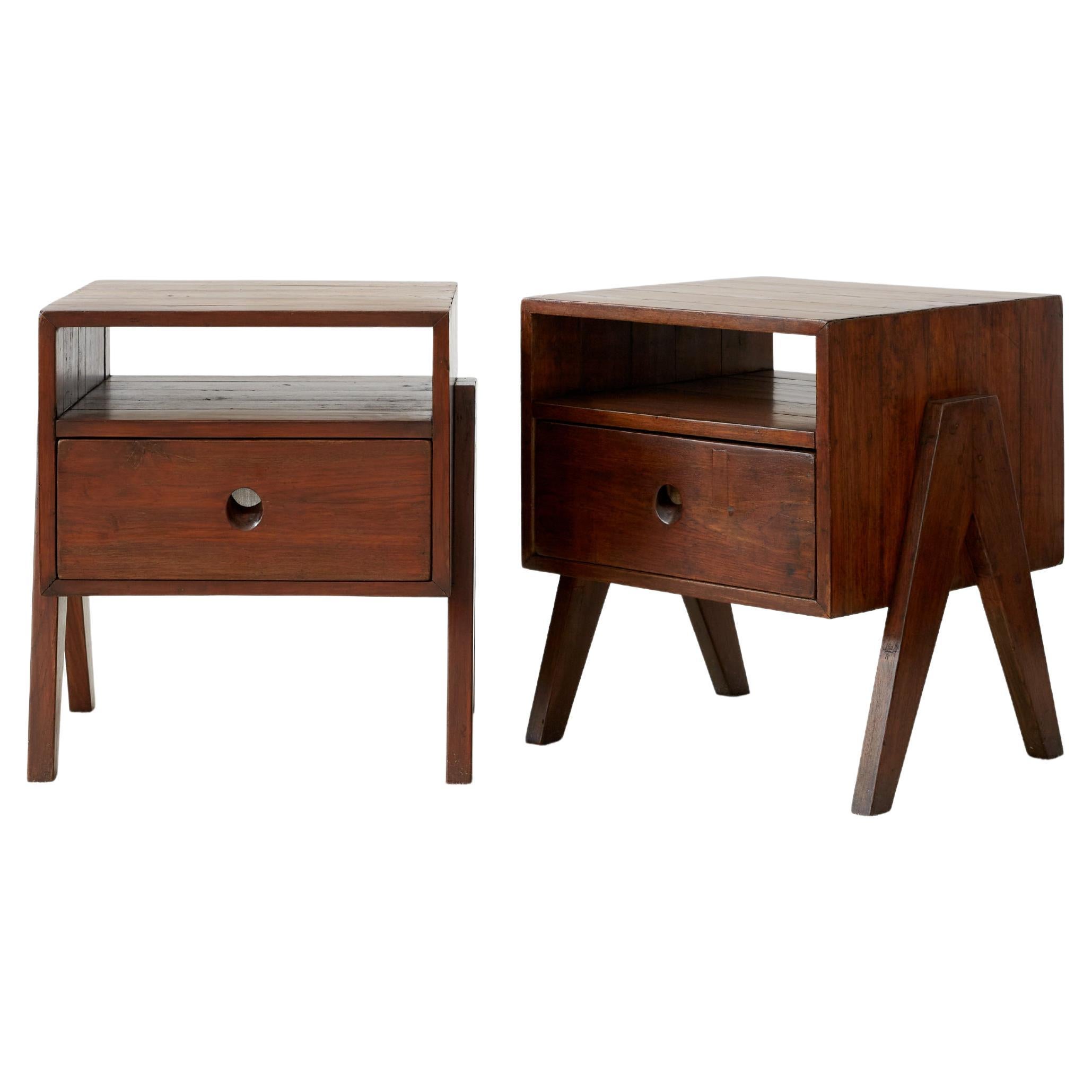 Pair of Pierre Jeanneret Teak Side Tables