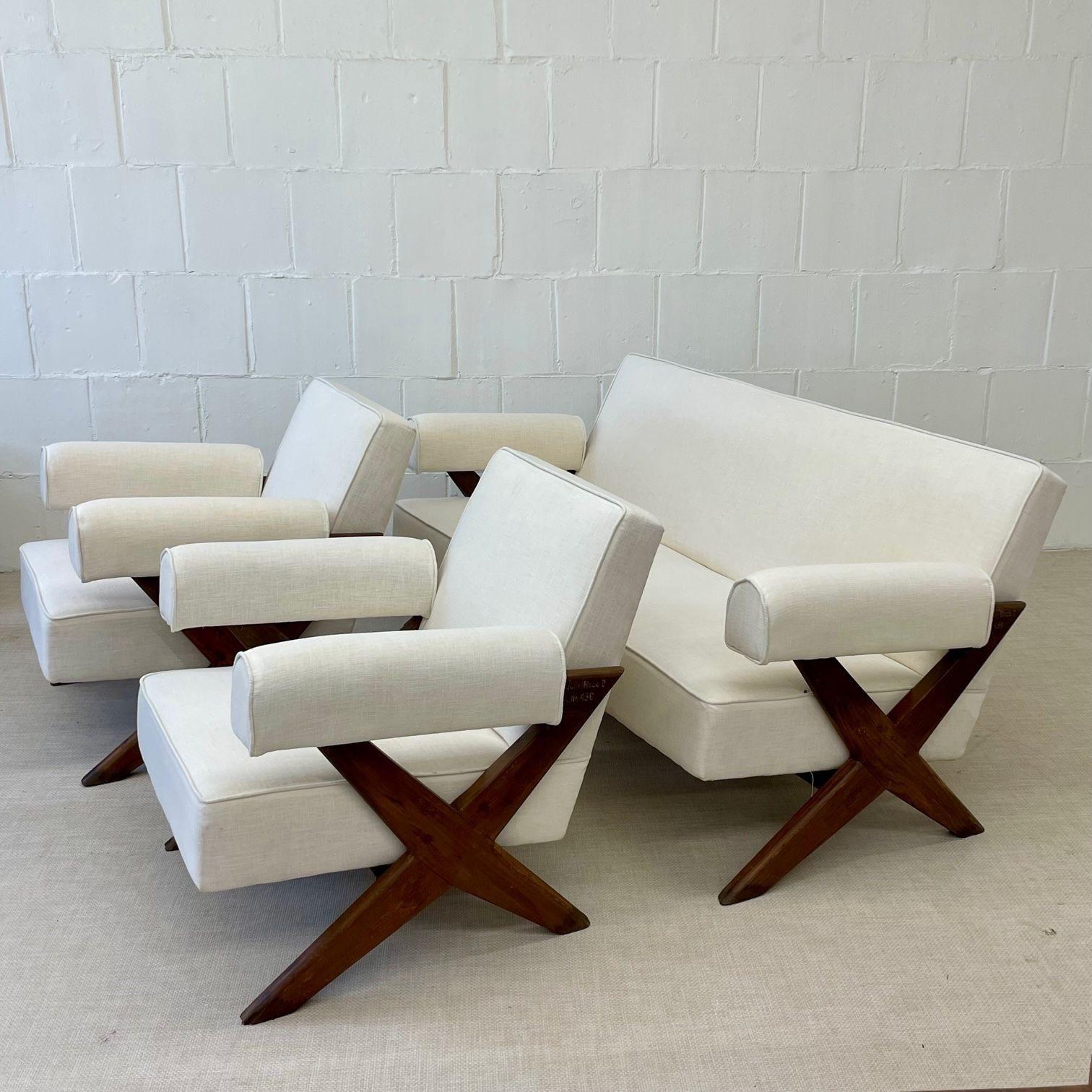 Pierre Jeanneret, French Mid-Century Modern, Lounge Chairs, Chandigarh, 1960s For Sale 5