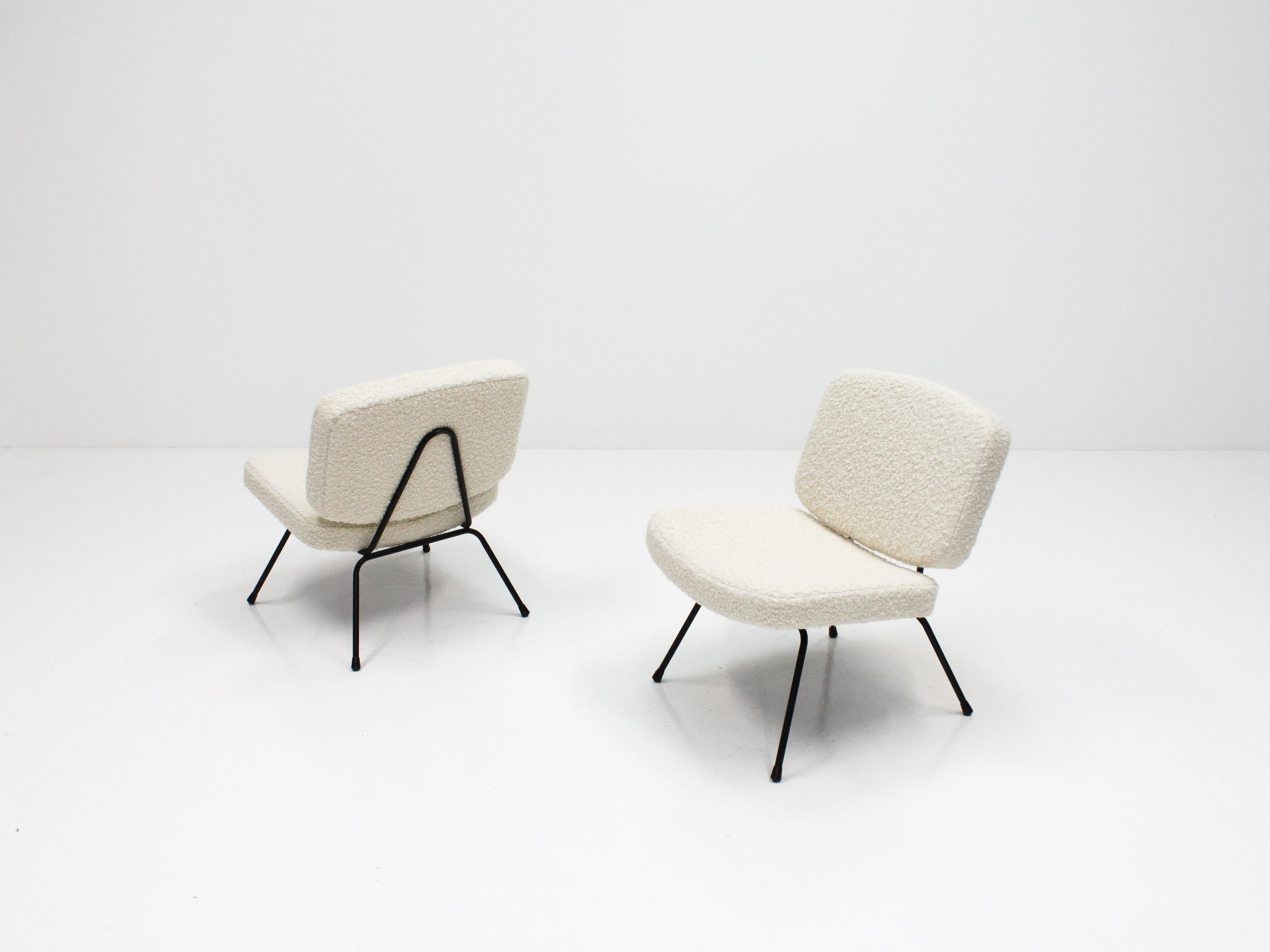 Pair of Pierre Paulin CM 190 Lounge Chairs in Pierre Frey, Thonet, 1950s 3