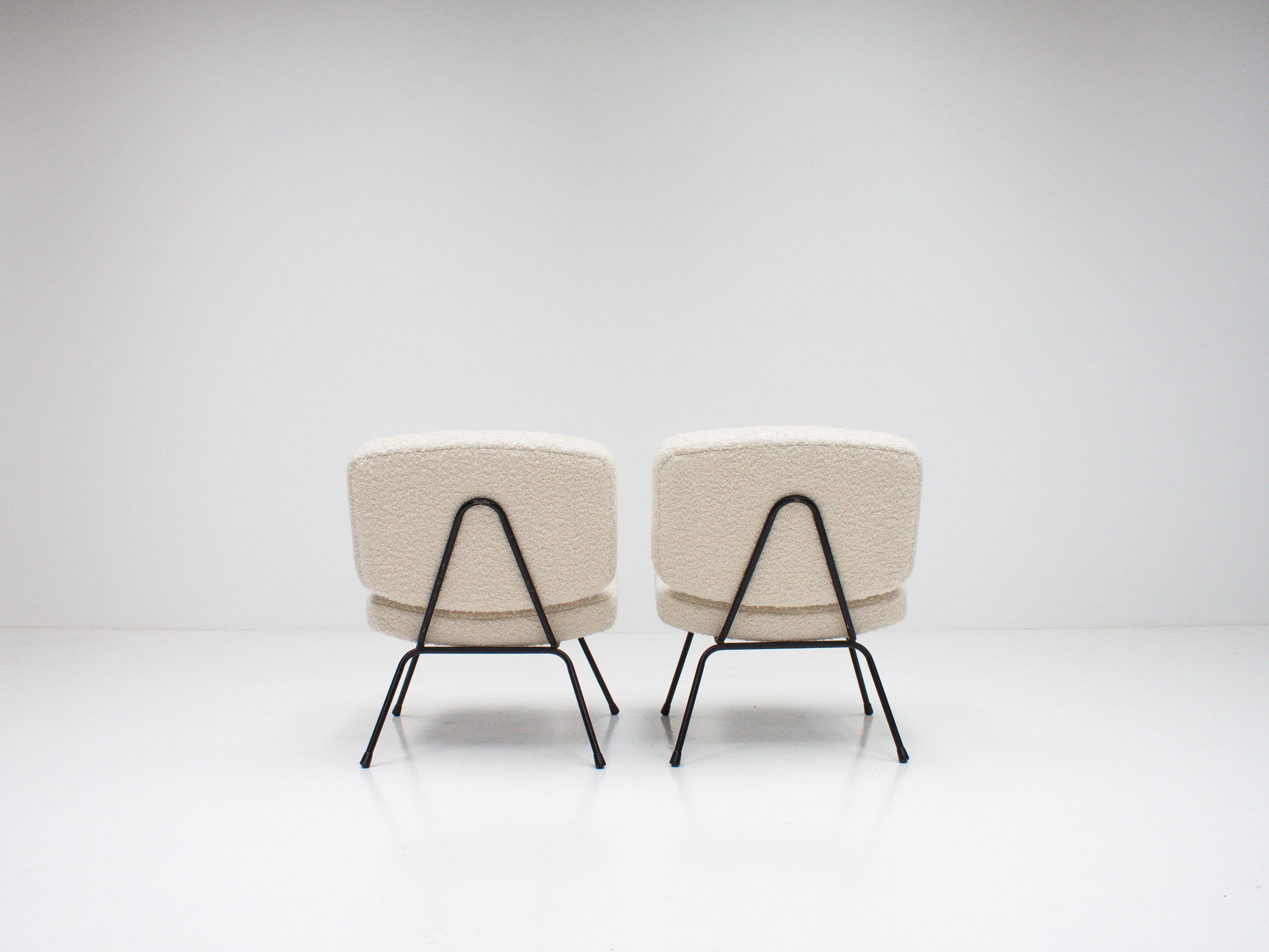 Pair of Pierre Paulin CM 190 Lounge Chairs in Pierre Frey, Thonet, 1950s 4