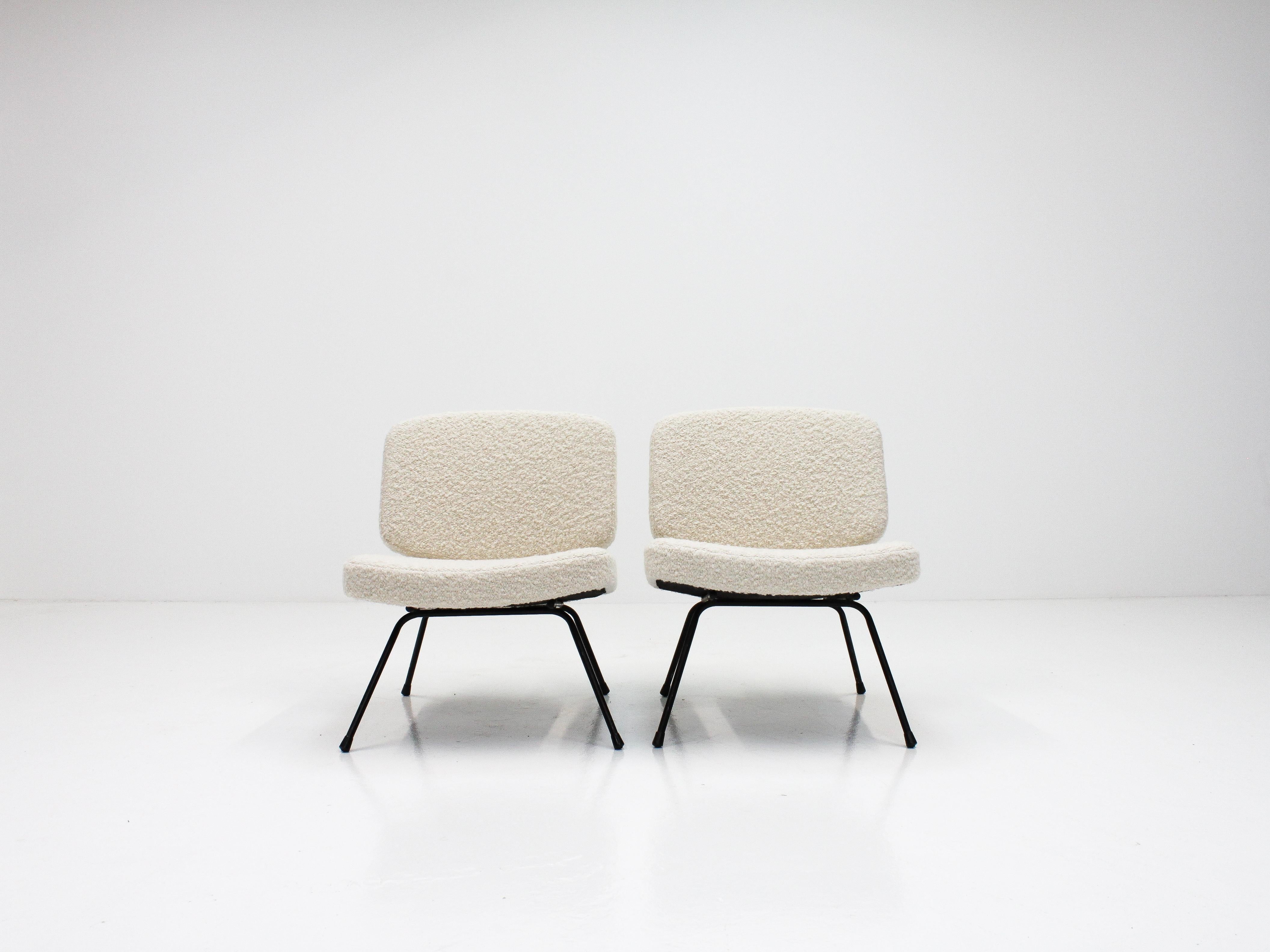 Mid-Century Modern Pair of Pierre Paulin CM 190 Lounge Chairs in Pierre Frey, Thonet, 1950s