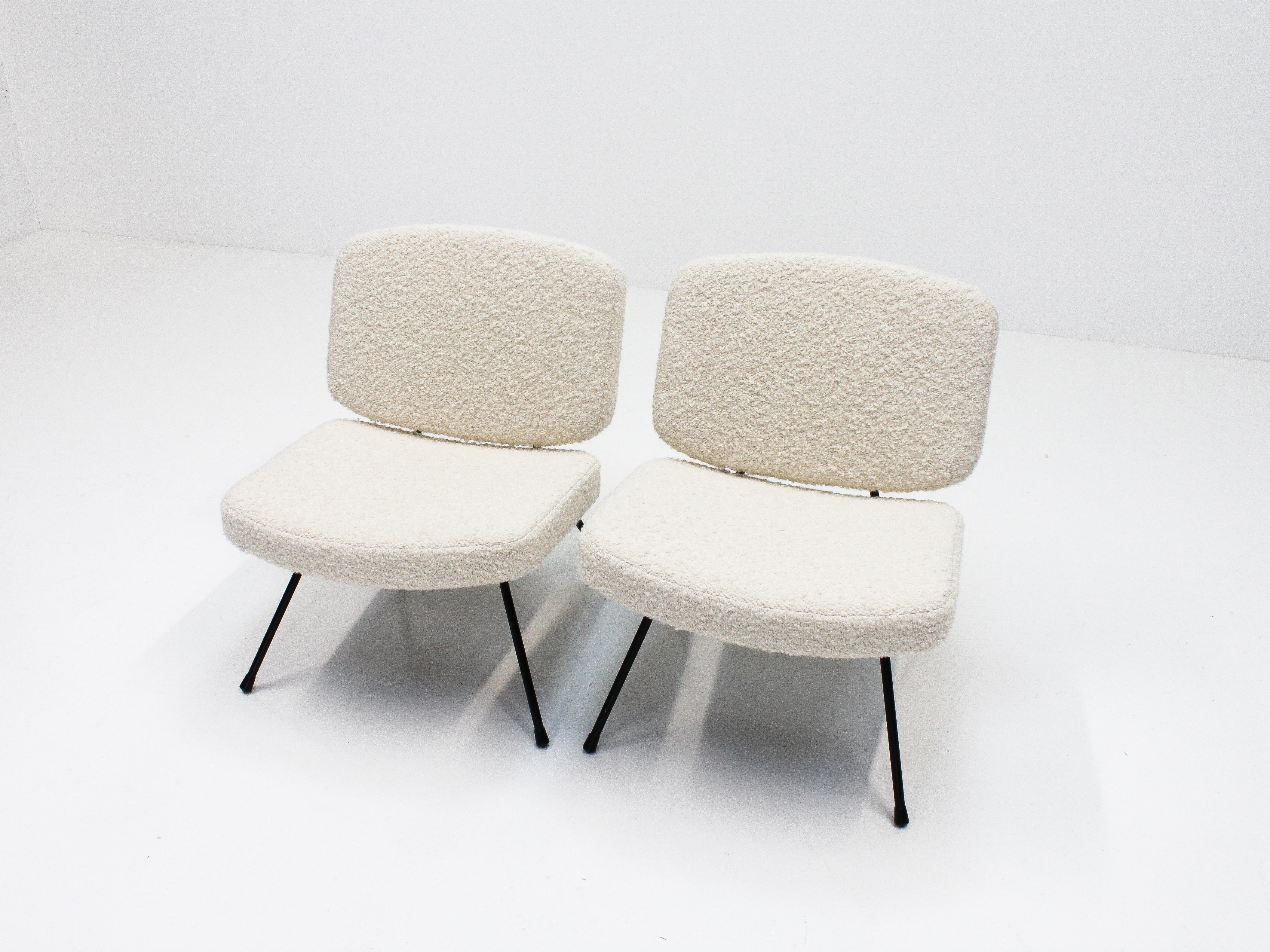 20th Century Pair of Pierre Paulin CM 190 Lounge Chairs in Pierre Frey, Thonet, 1950s