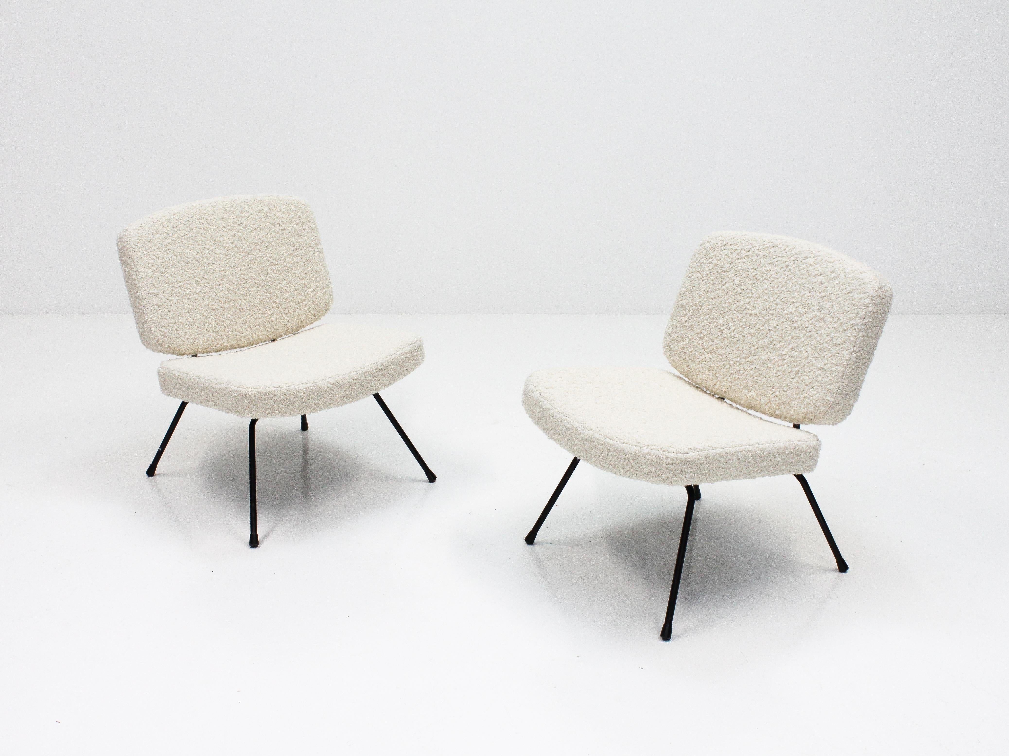 Pair of Pierre Paulin CM 190 Lounge Chairs in Pierre Frey, Thonet, 1950s 1