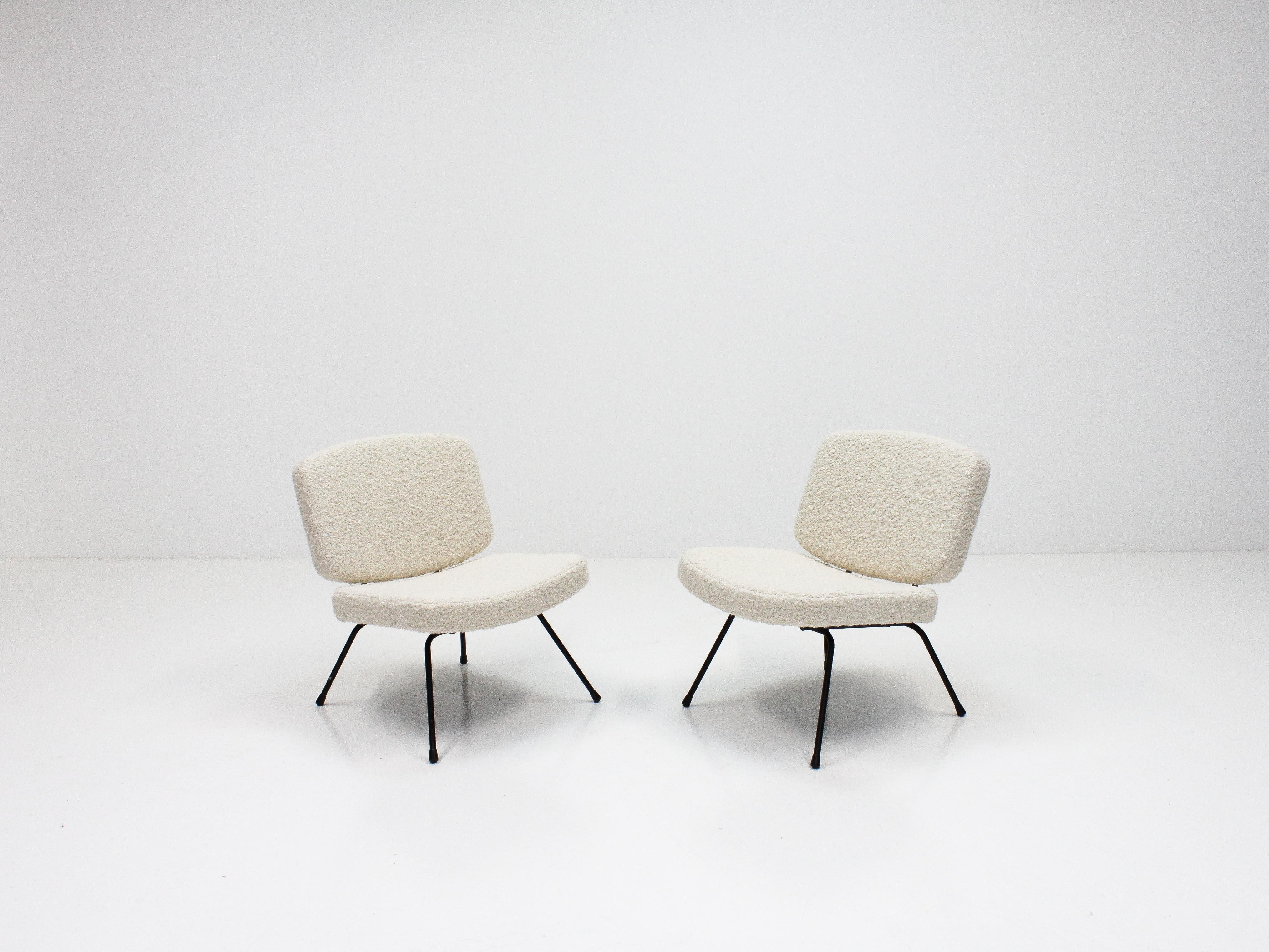 Pair of Pierre Paulin CM 190 Lounge Chairs in Pierre Frey, Thonet, 1950s 2
