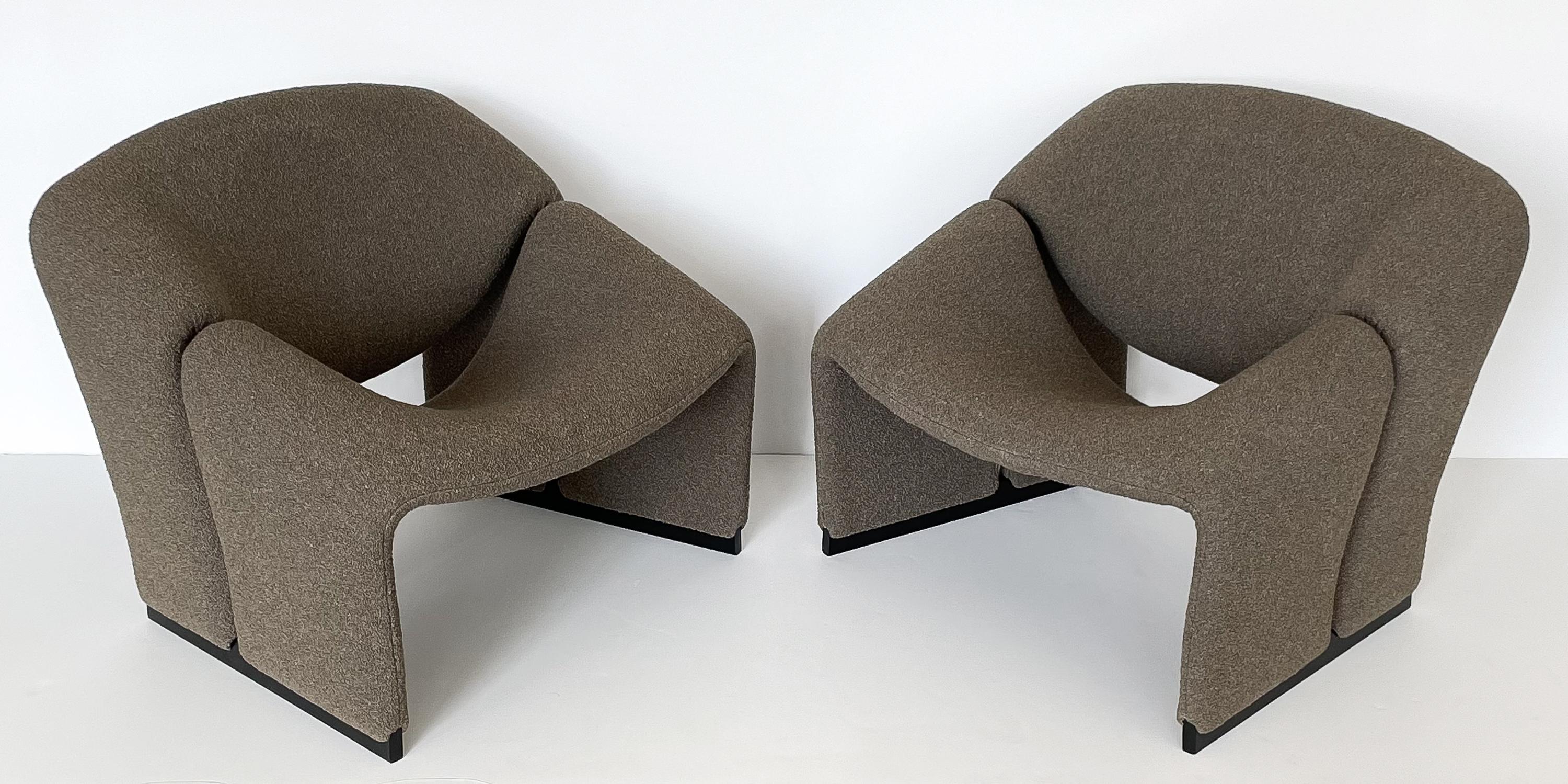 A pair of Model F580 Groovy lounge chairs by Pierre Paulin for Artifort. Designed in 1966 this first interaction of the design which would later evolve into a chair nicknamed the 