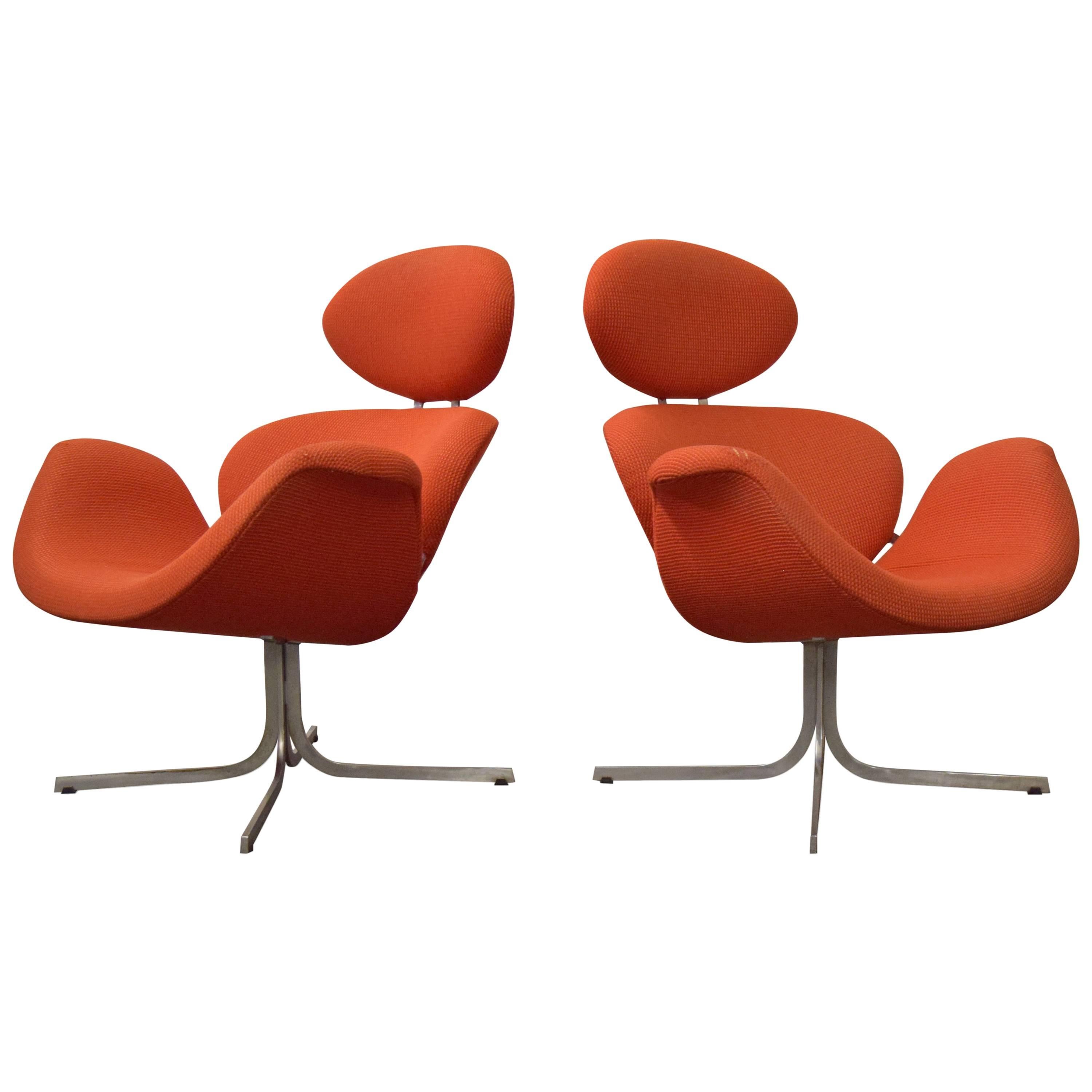 Paar Pierre Paulin „Big Tulip“ für Artifort Lounge Chairs, Erstausgabe