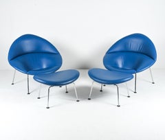 Pair of Pierre Paulin for Artifort "Globe" Lounge Chairs & Ottomans