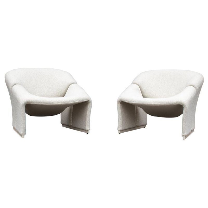 Pair of Pierre Paulin Lounge Chairs Early French Model F580 for Artifort For Sale