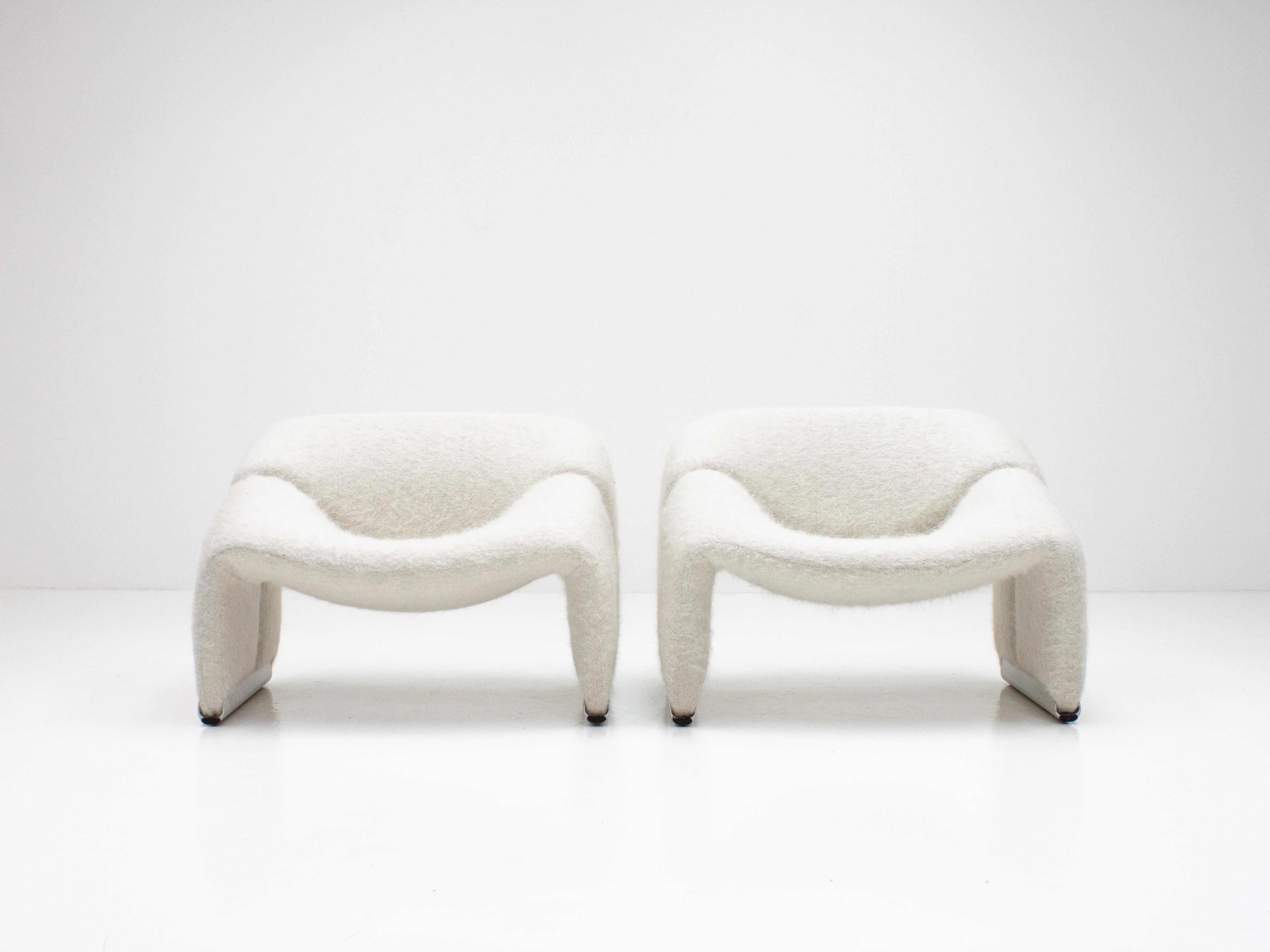 Pair of Pierre Paulin Model F598 Groovy Lounge Chairs in Pierre Frey, 1970s 4