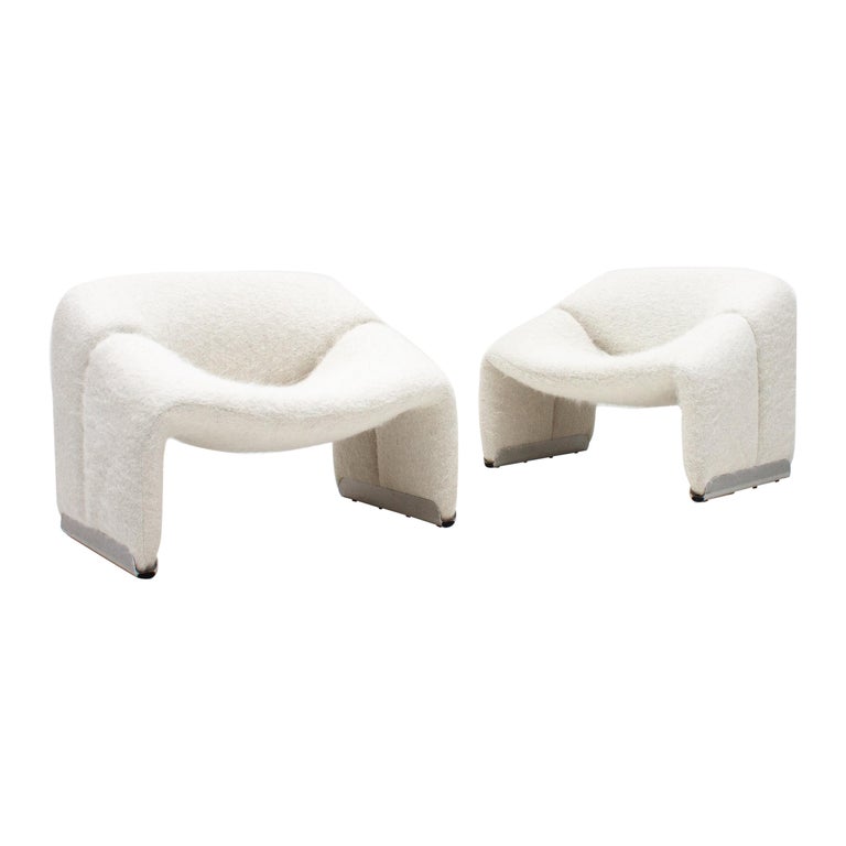 Pair of Pierre Paulin Model F598 Groovy Lounge Chairs in Pierre Frey ...