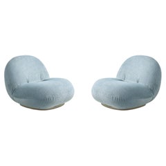 Pair of Pierre Paulin Pacha Lounge Chair-Fixed Pearl Gold Base/Glamour 10 Fabric