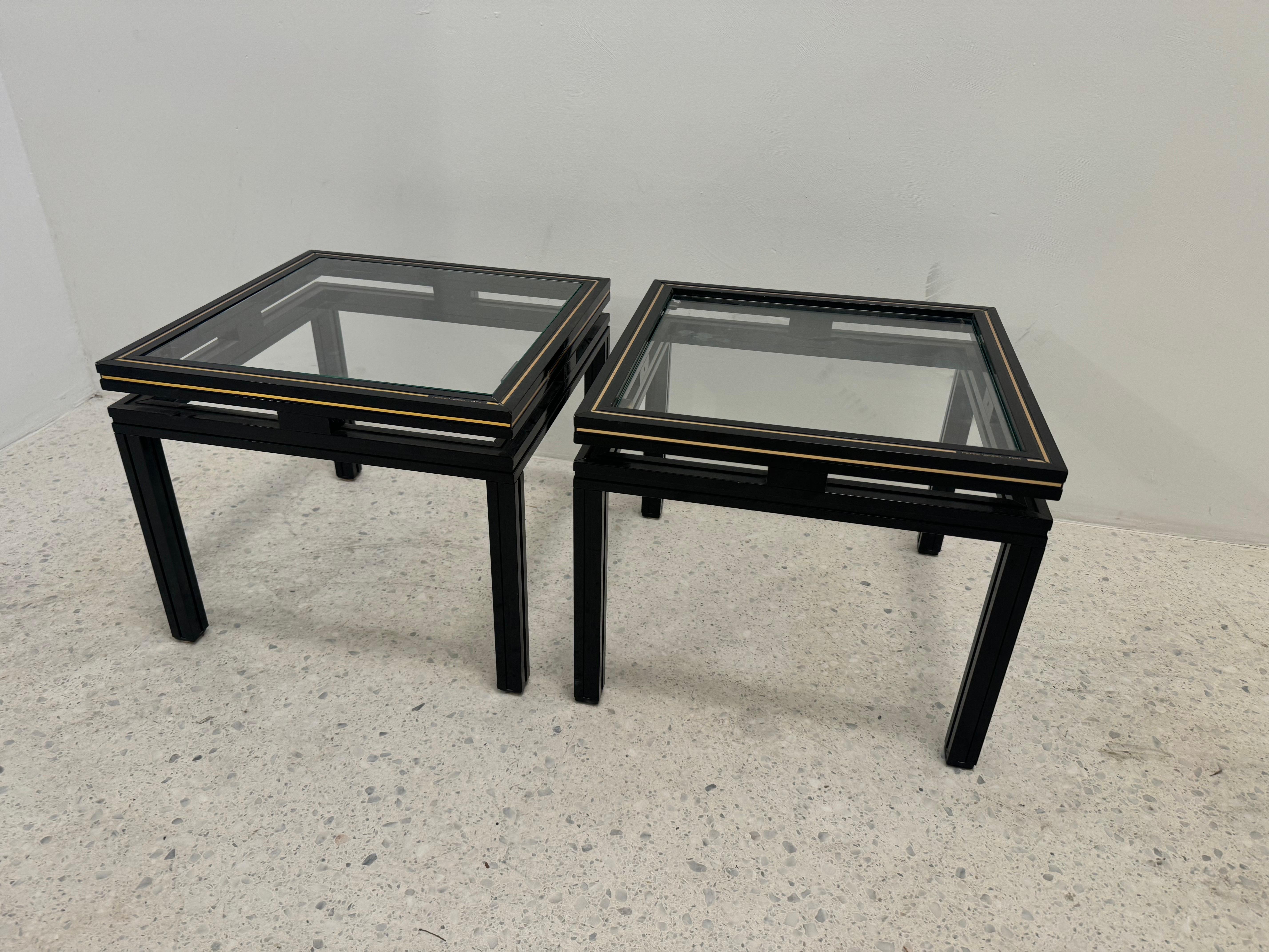 Pair of Pierre Vandel Paris Black and Brass Side Tables, 1970s For Sale 3