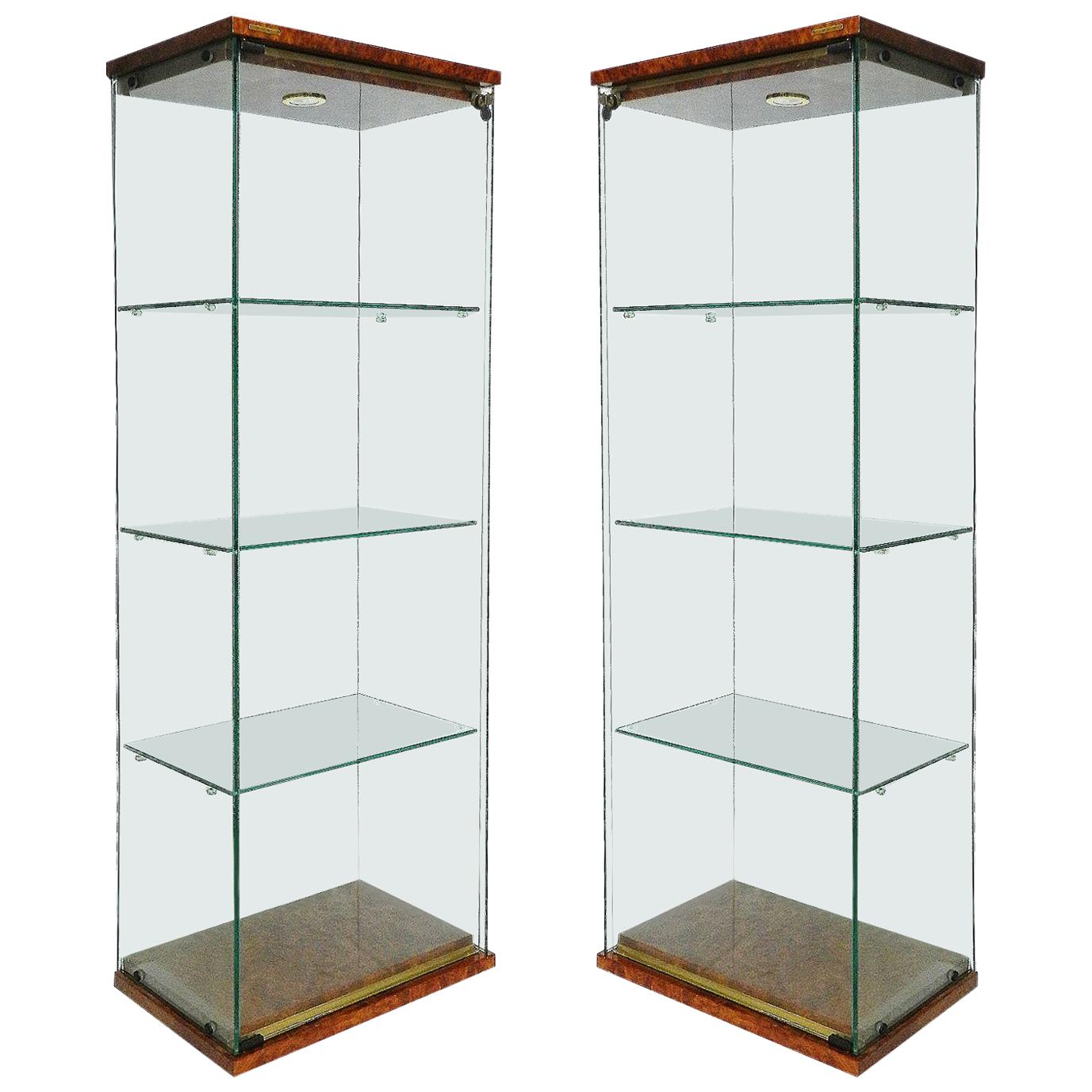 Paire de Vitrines lumineuses françaises Midcentury Pierre Vandel