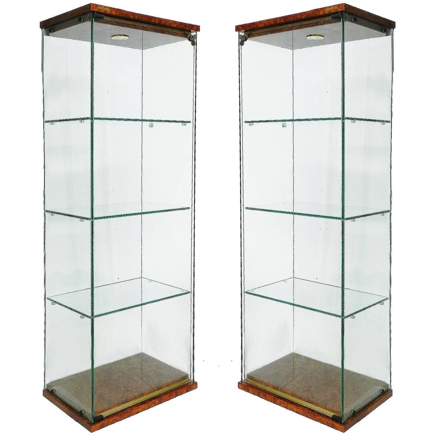 Pair of Pierre Vandel Vitrines French Midcentury Illuminated Showcase Cabinets For Sale