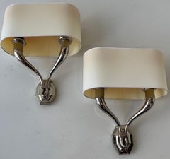 Pair of Pierre Yves Rochon Nickel Plated Brass French Sconces