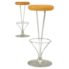 Pair of Piet Hein Stools for Fritz Hansen in Tan Leather