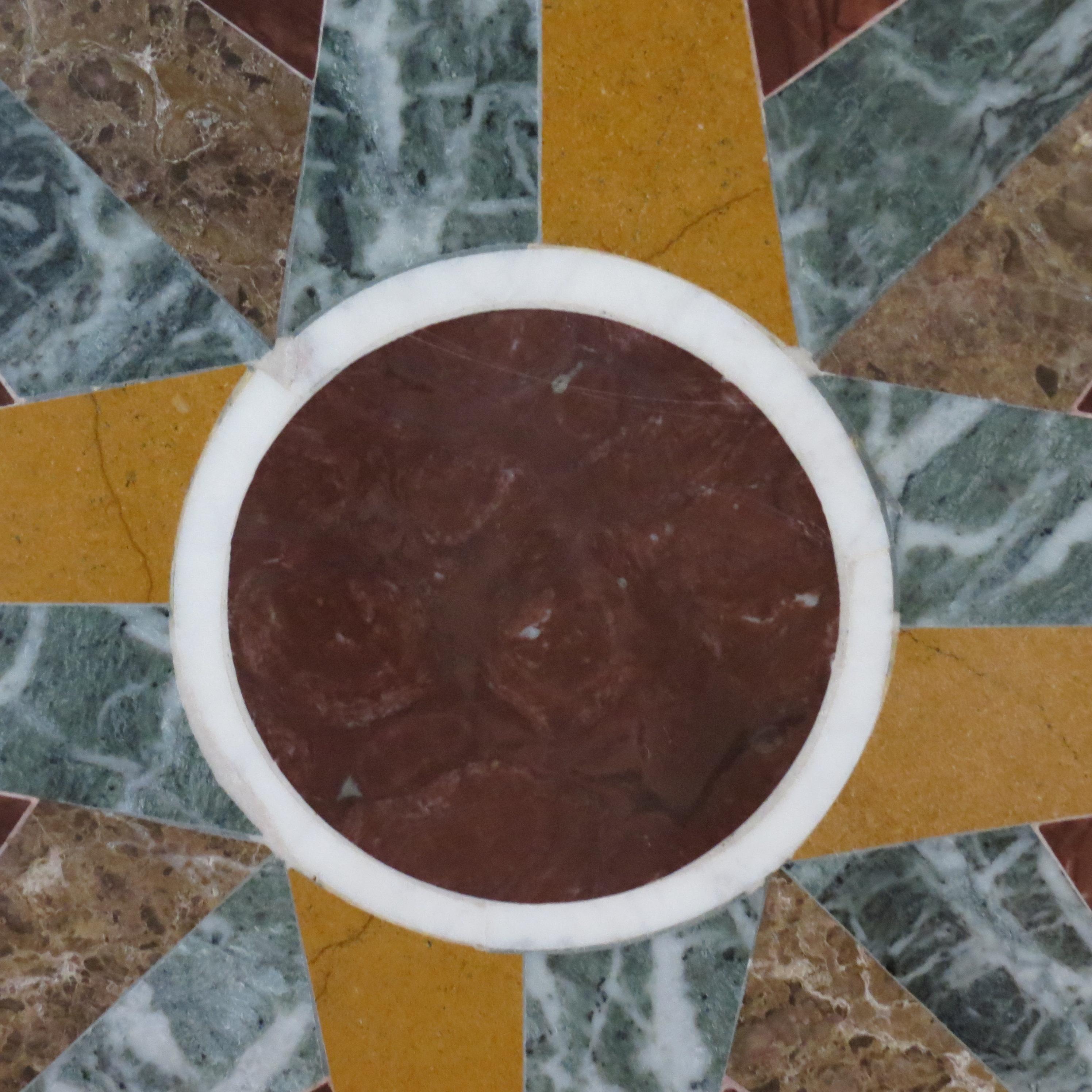 Pair of Pietra Dura Italian Marble Table Tops Geometric Pattern 4