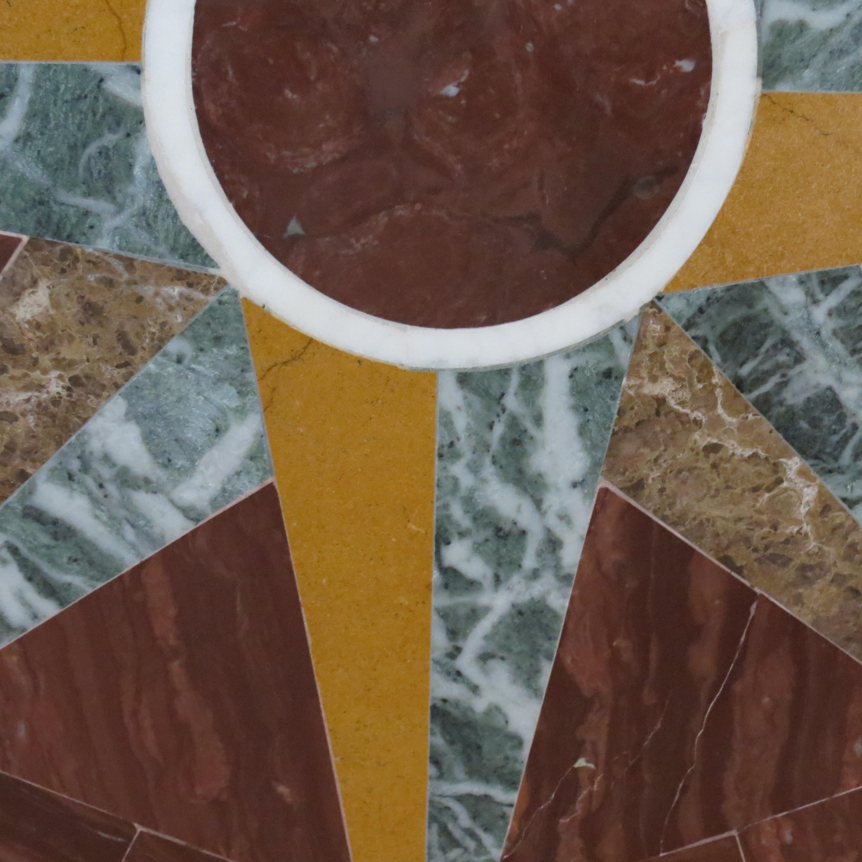 Pair of Pietra Dura Italian Marble Table Tops Geometric Pattern 5