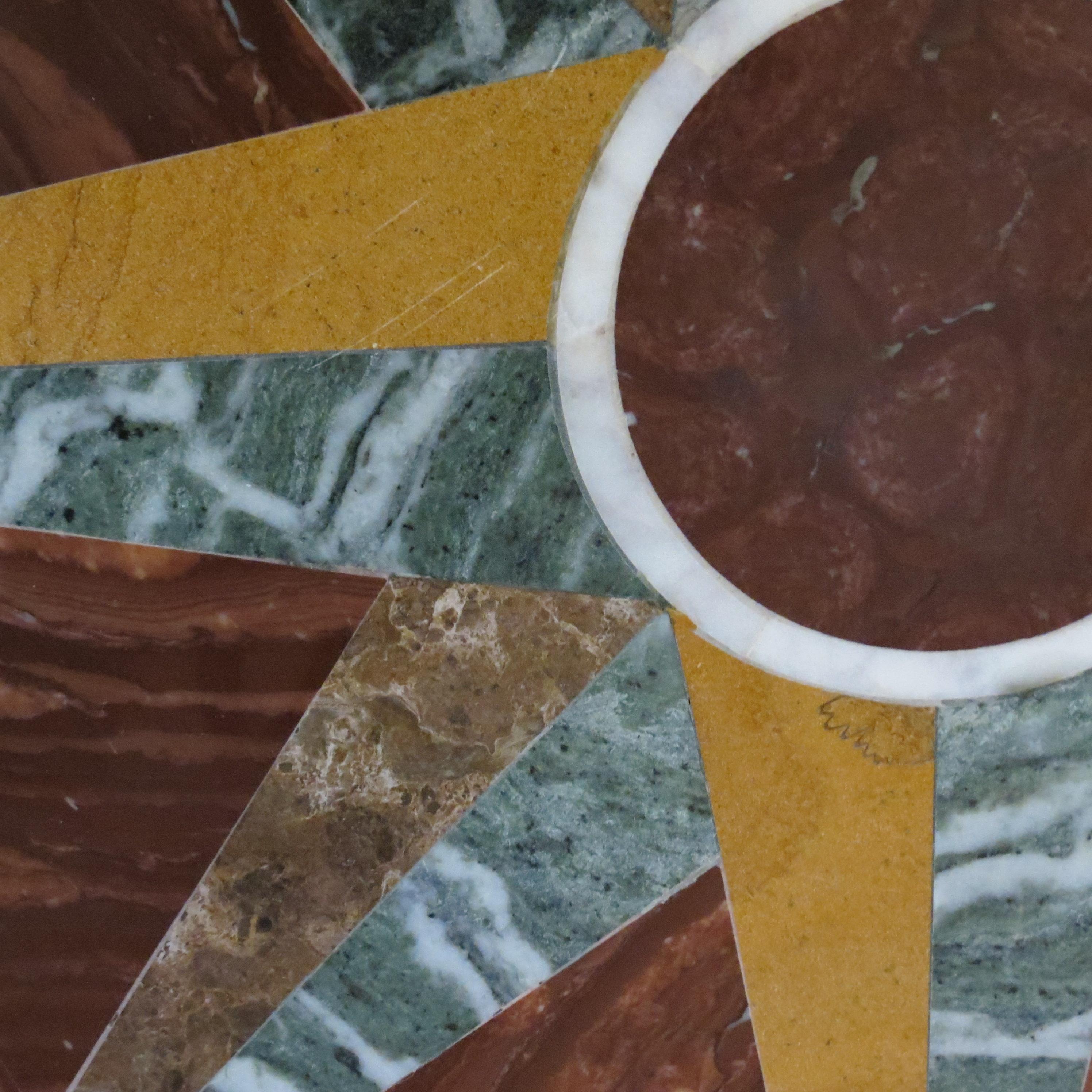 Pair of Pietra Dura Italian Marble Table Tops Geometric Pattern 6