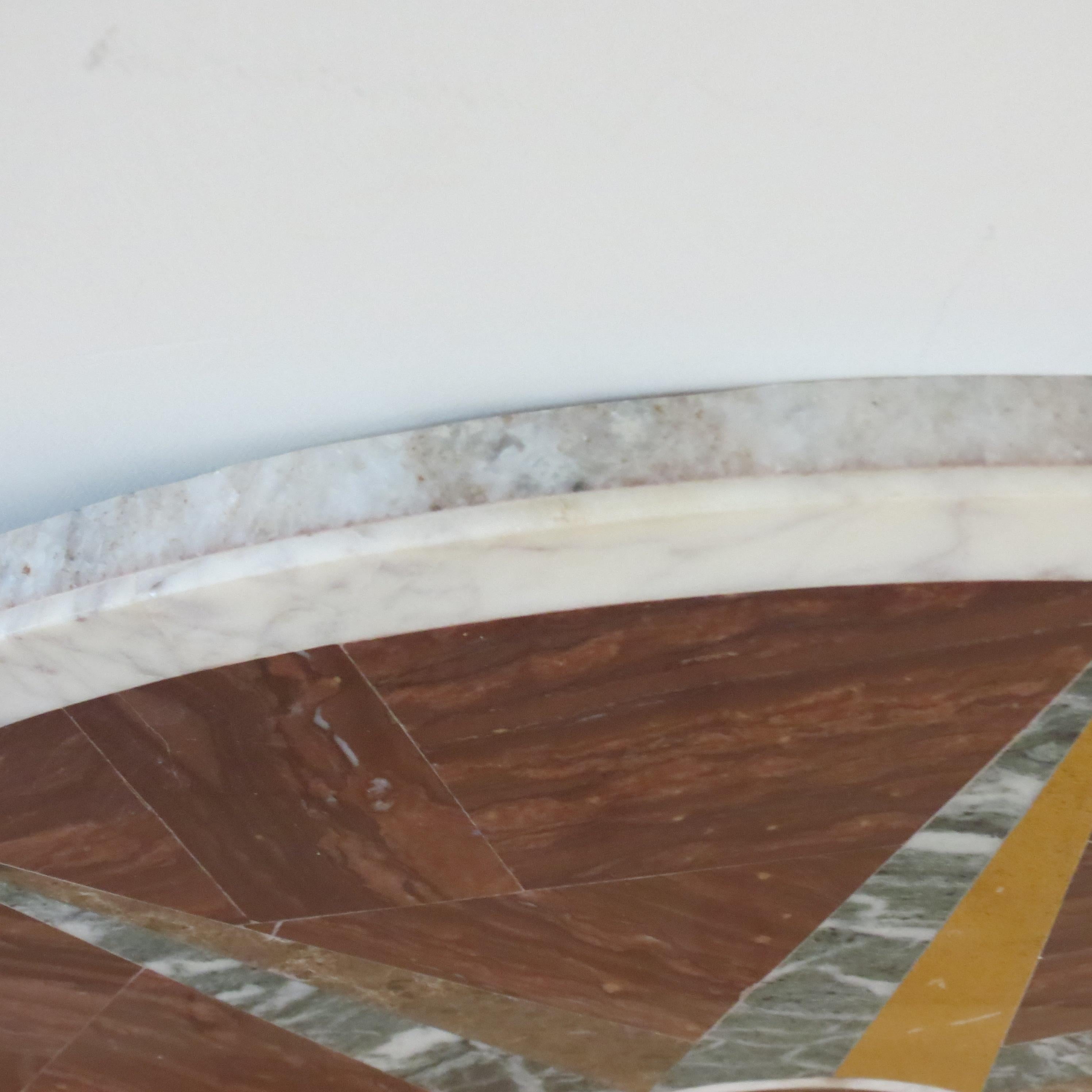 Pair of Pietra Dura Italian Marble Table Tops Geometric Pattern 2