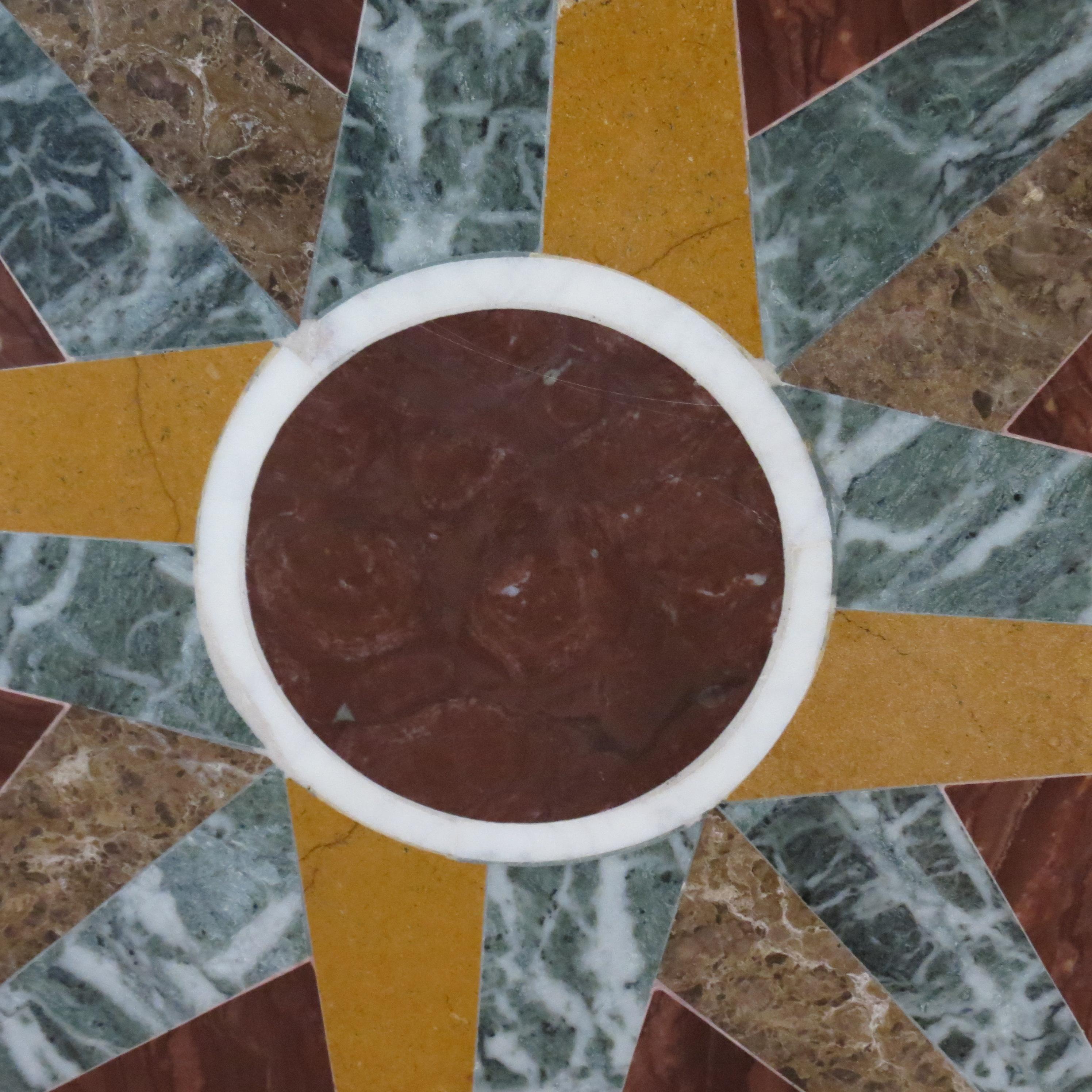 Pair of Pietra Dura Italian Marble Table Tops Geometric Pattern 3