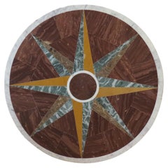 Pair Of Pietra Dura Specimen Italian Marble Table Tops Geometric Pattern 