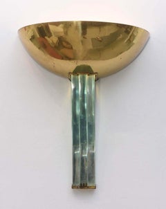 Pair of Pietro Chiesa Fontana Arte Italian Modern Brass & Glass Wall Lights