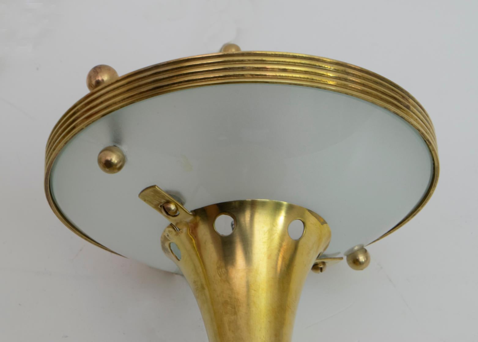 Pair of Pietro Chiesa Midcentury Italian Brass Table Lamps by Fontana Arte 1940s 5
