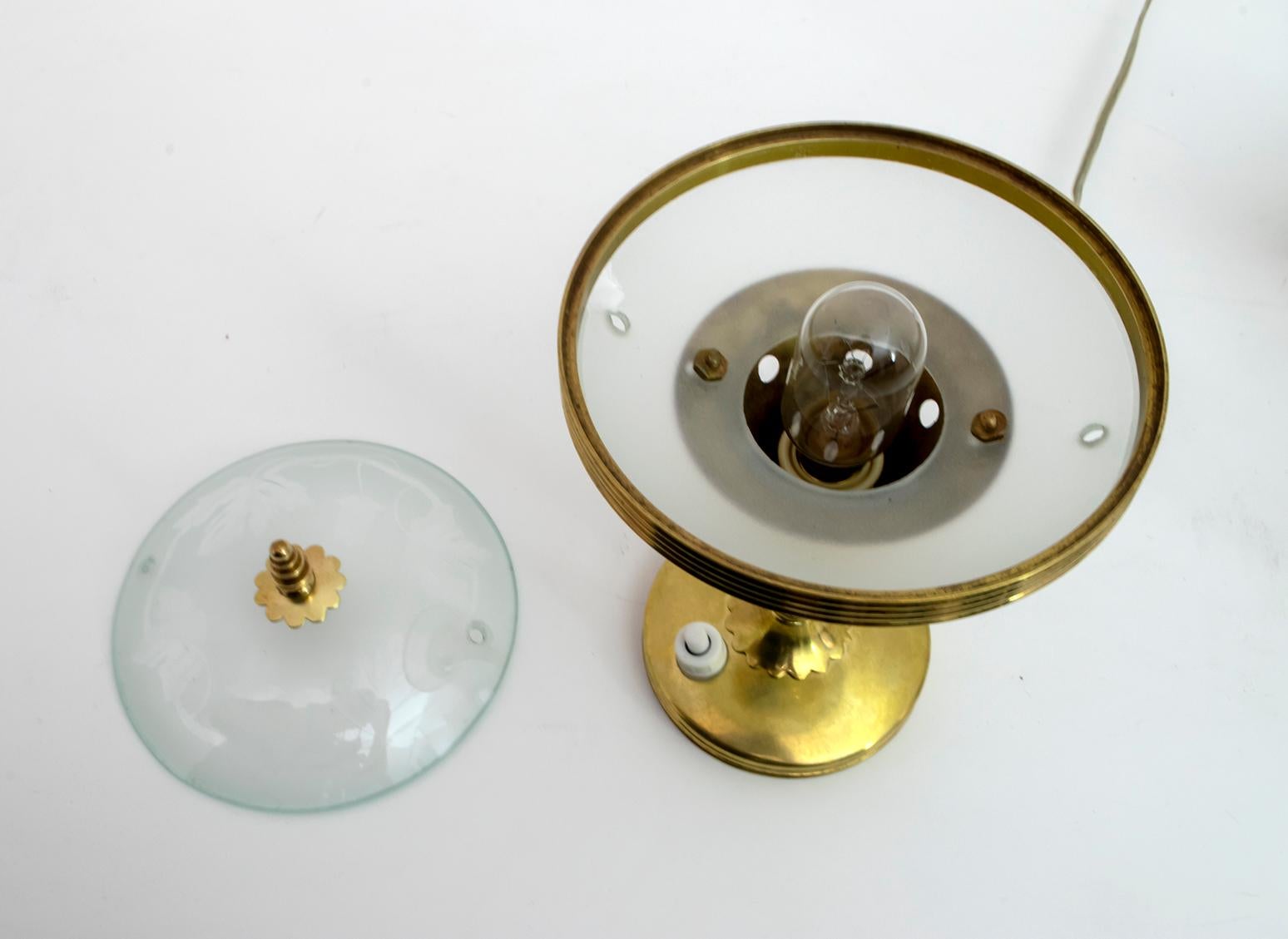 Pair of Pietro Chiesa Midcentury Italian Brass Table Lamps by Fontana Arte 1940s 7