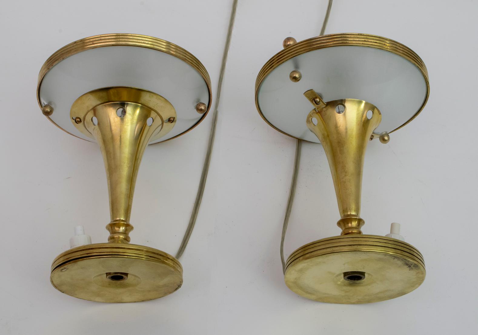 Mid-20th Century Pair of Pietro Chiesa Midcentury Italian Brass Table Lamps by Fontana Arte 1940s