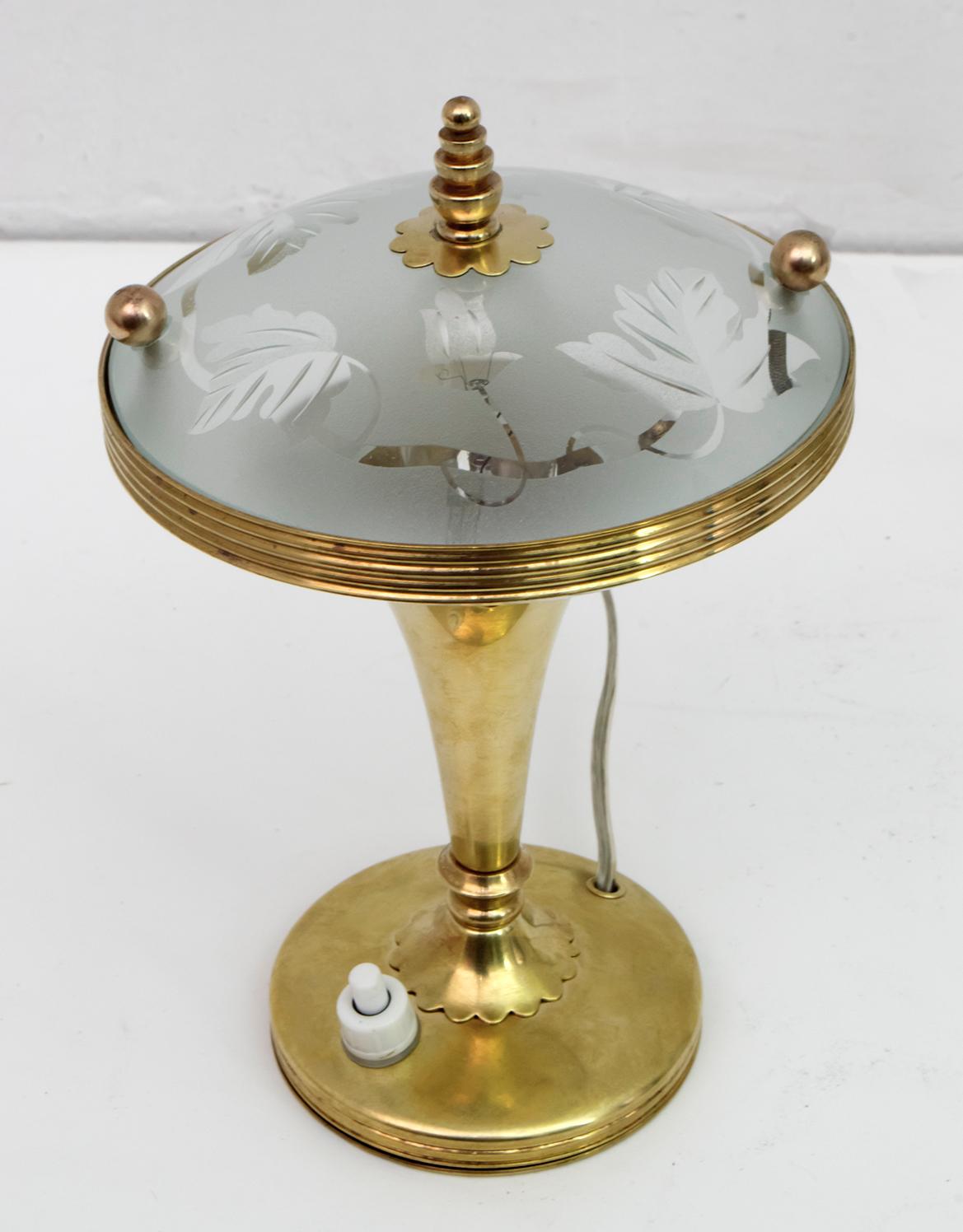 Pair of Pietro Chiesa Midcentury Italian Brass Table Lamps by Fontana Arte 1940s 1