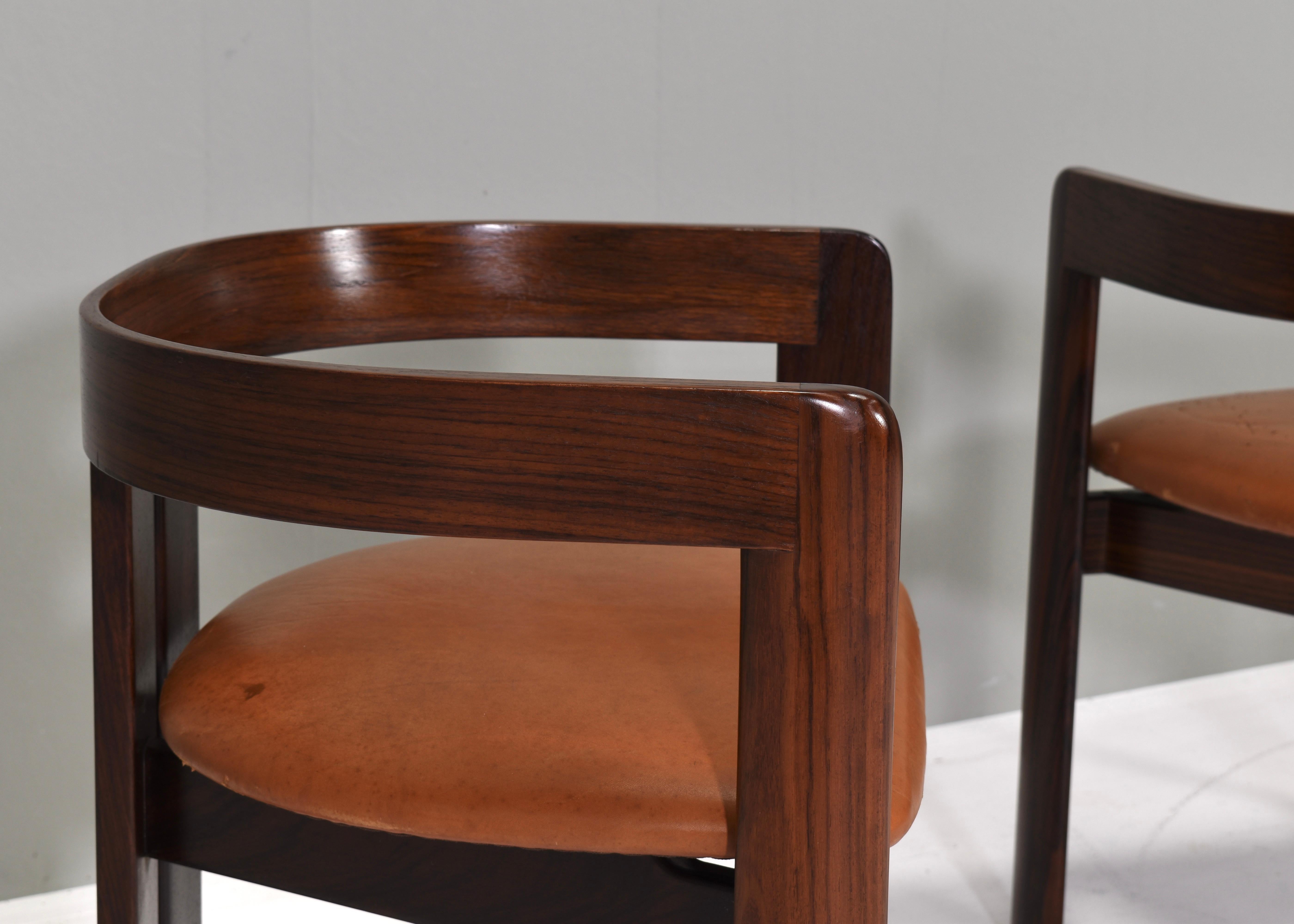 Pair of Pigreco Chairs Tan Leather by Tobia Scarpa for Gavina, Italy, circa 1970 4