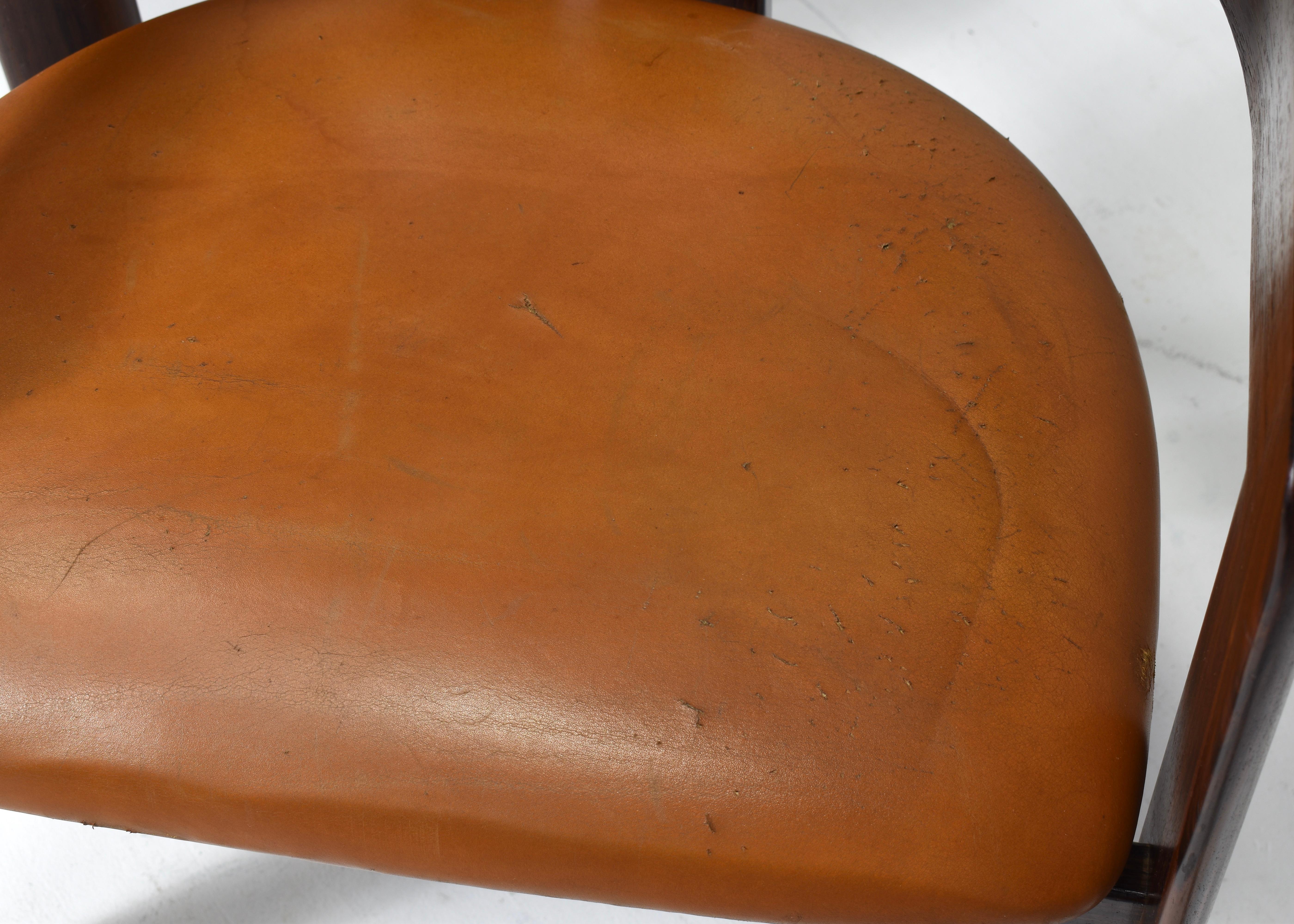 Pair of Pigreco Chairs Tan Leather by Tobia Scarpa for Gavina, Italy, circa 1970 10