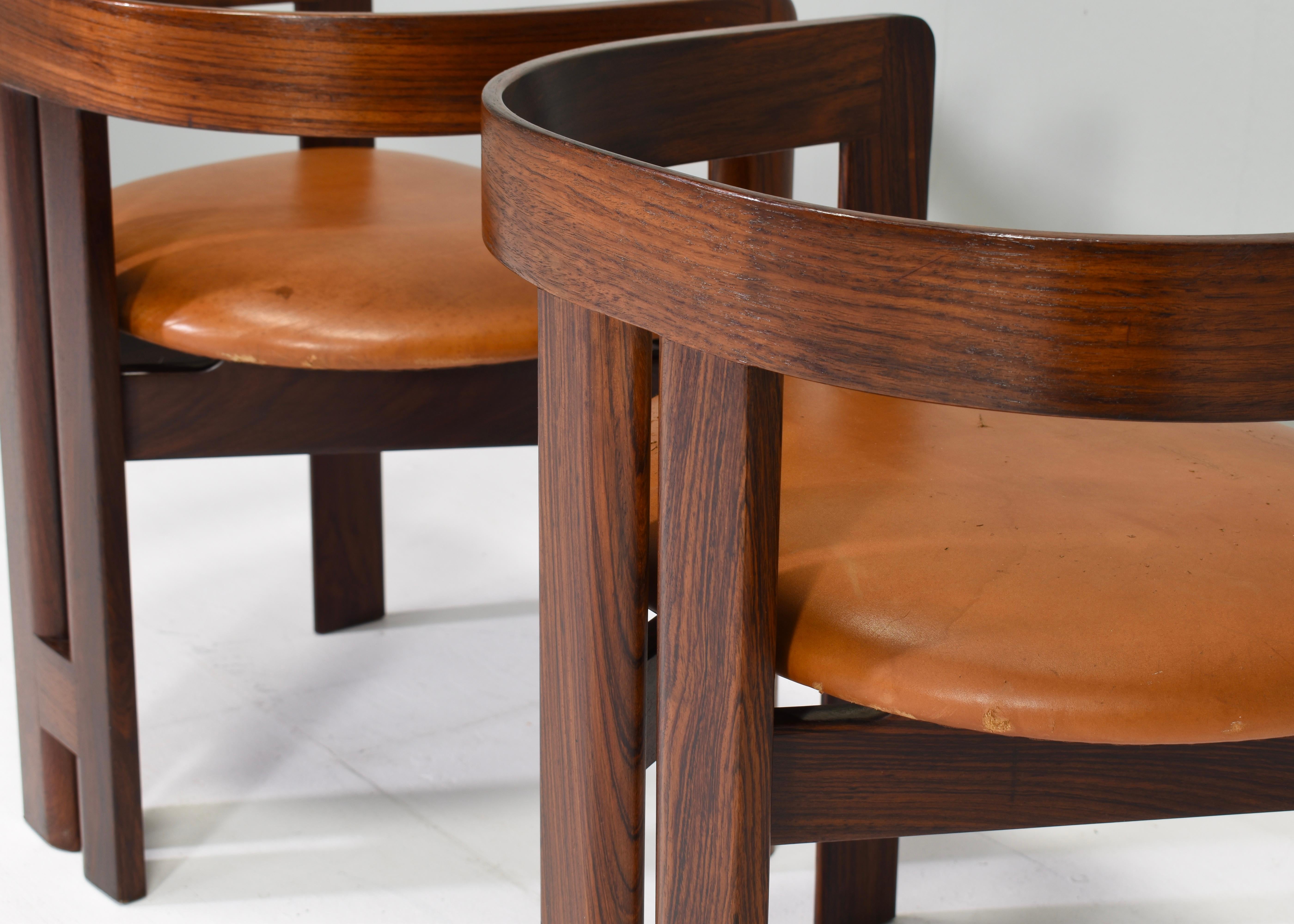 Pair of Pigreco Chairs Tan Leather by Tobia Scarpa for Gavina, Italy, circa 1970 12