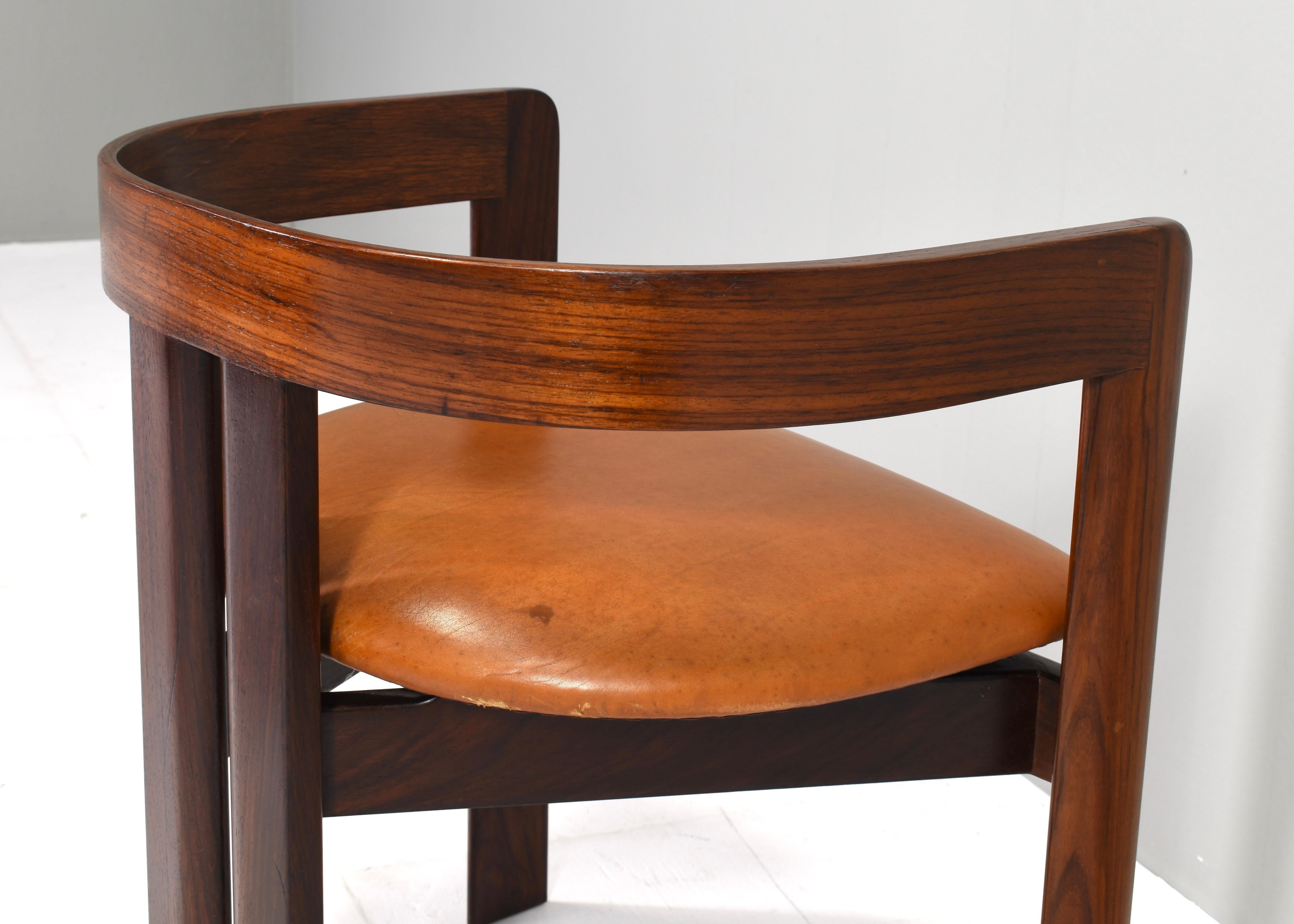 Pair of Pigreco Chairs Tan Leather by Tobia Scarpa for Gavina, Italy, circa 1970 13