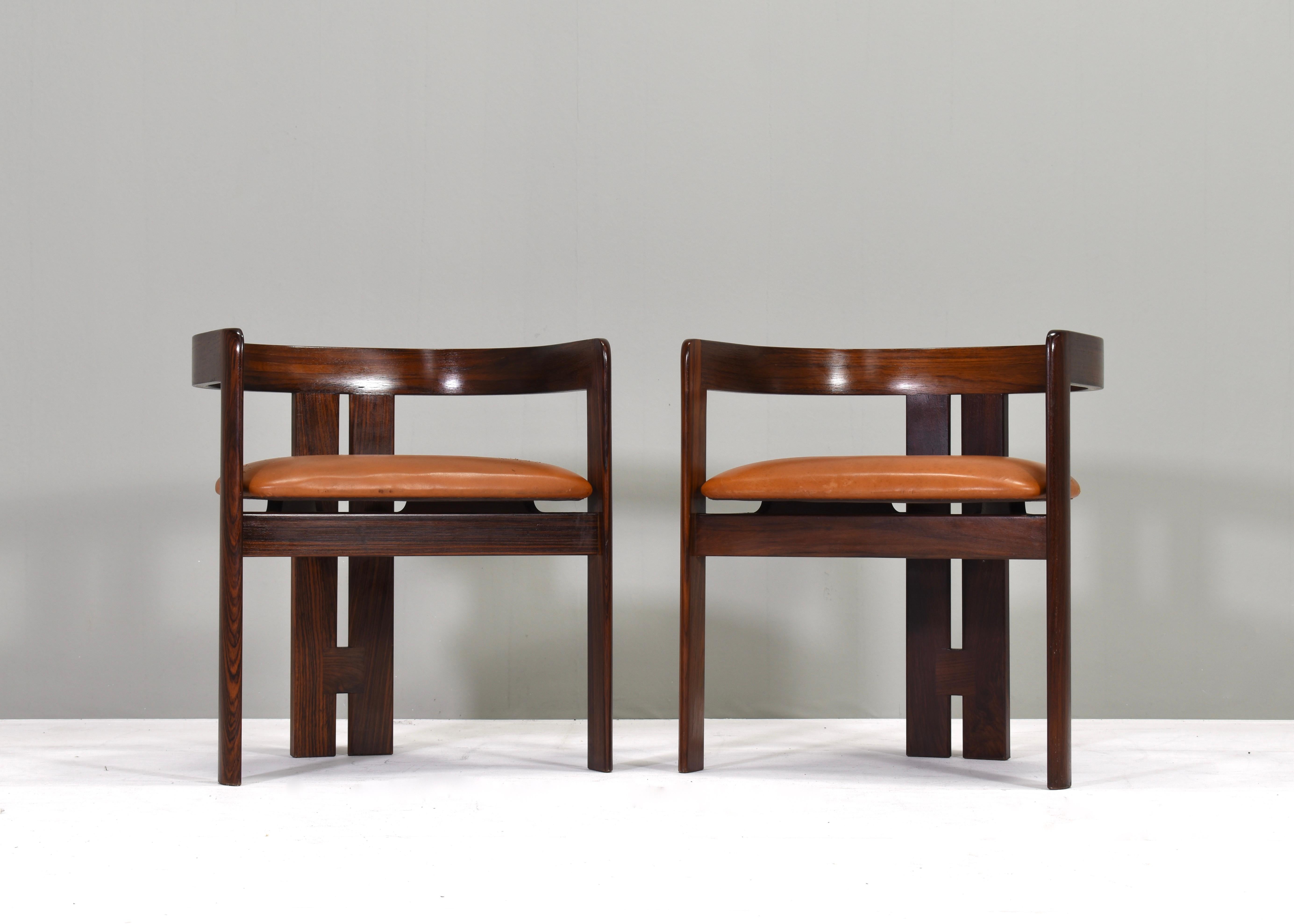 Pair of Pigreco Chairs Tan Leather by Tobia Scarpa for Gavina, Italy, circa 1970 3