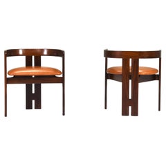 Pair of Pigreco Chairs Tan Leather by Tobia Scarpa for Gavina, Italy, circa 1970