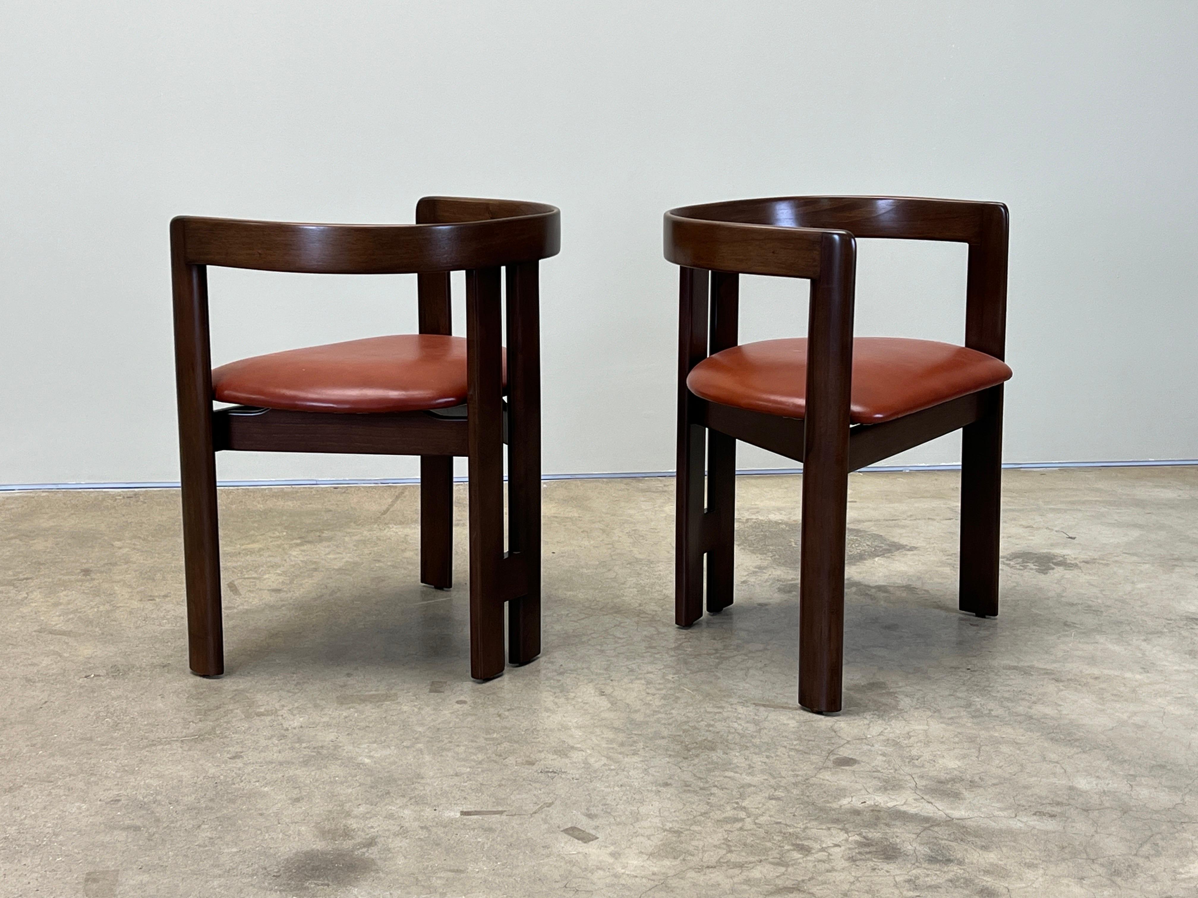 Mahogany Pair of “Pigreco” Dining Chairs by Tobia Scarpa for Gavina