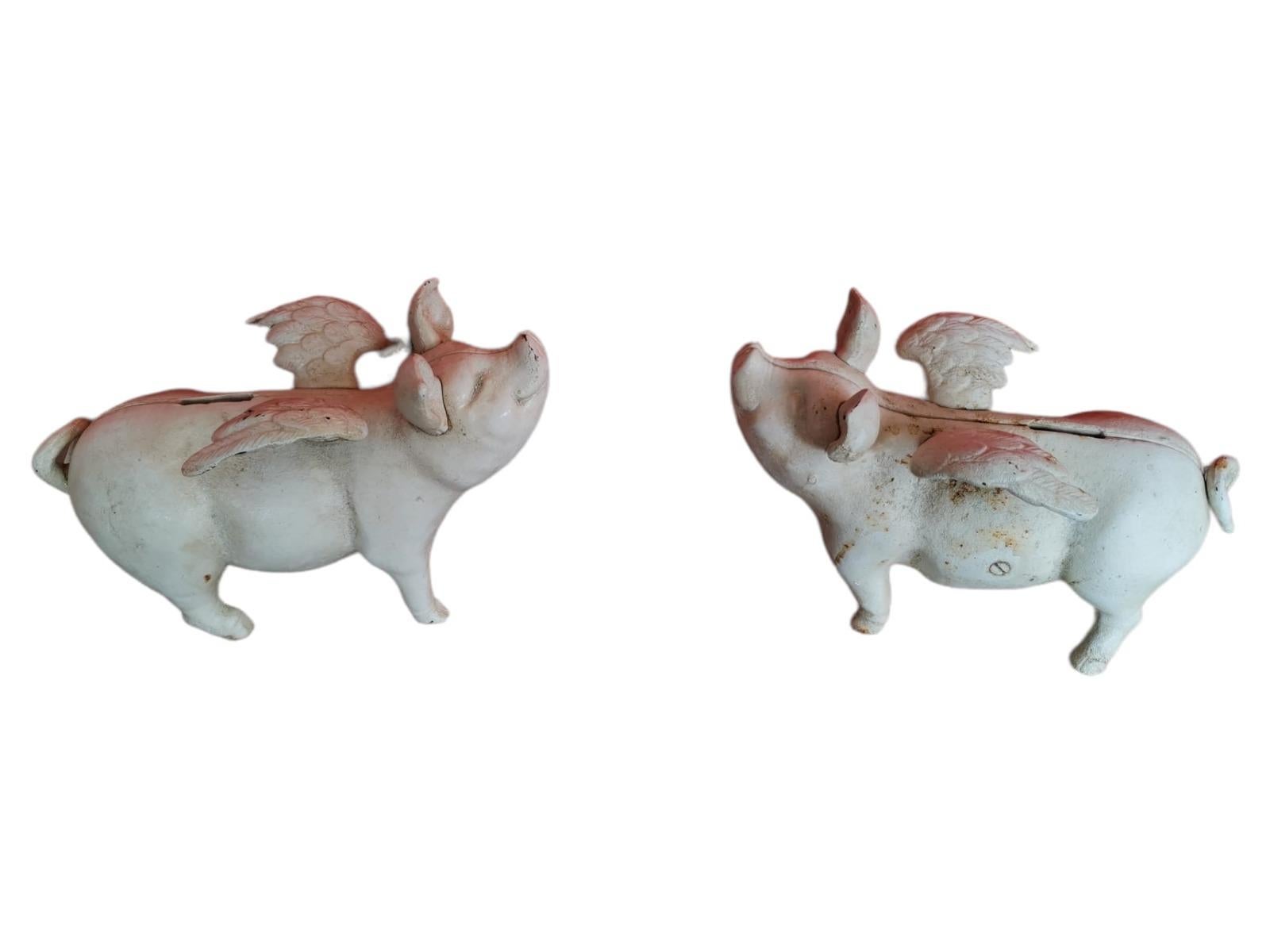 Pair of Pigs with Wings in Wrought Iron 20th Century For Sale 2