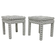 Used Pair of Pillow Top Ottomans in Kelly Wearstler Fabric