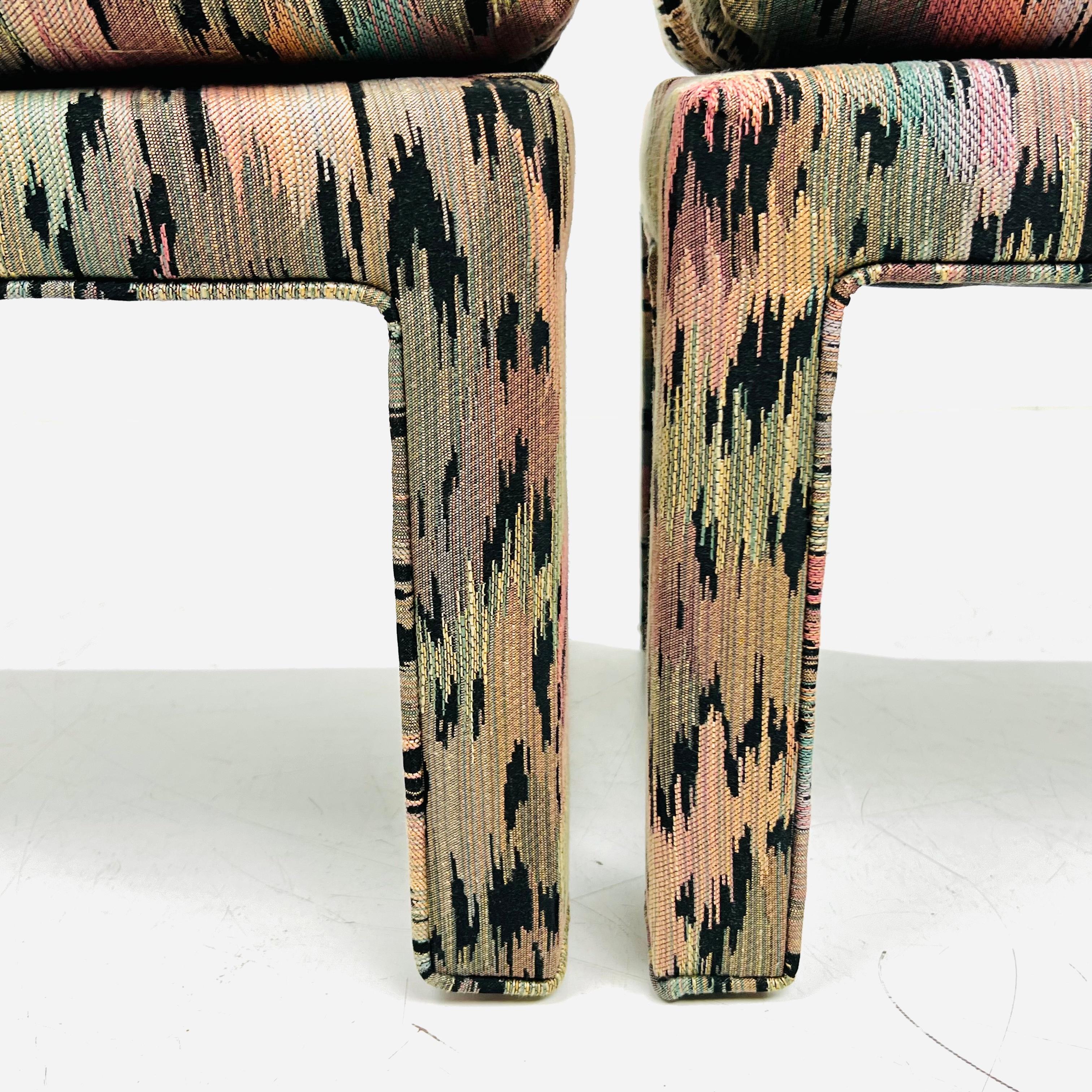 Pair of Pillow Top Upholstered Parsons Ottomans in the Style of Milo Baughman 2