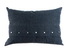 Pair of Bed Pillows in Spanish Vintage Dark Grey Poplin 100% Cotton
